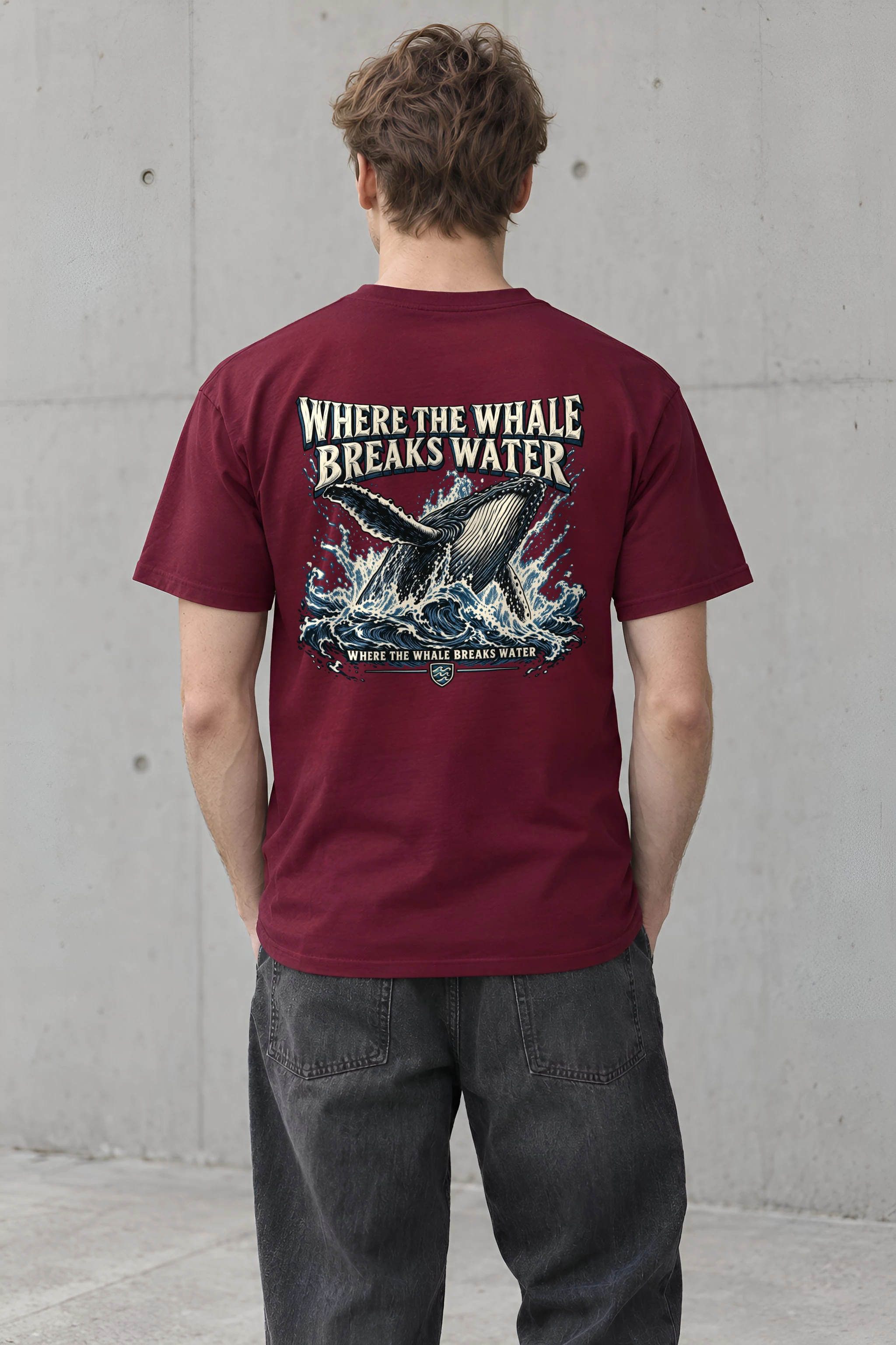"Where the Whale Breaks Water" Heavyweight Unisex Crewneck T-shirt
