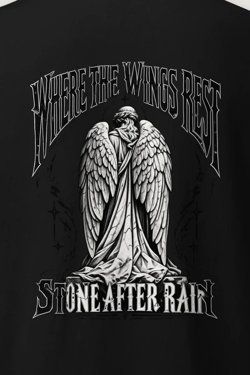 "Where the Wings Rest" Heavyweight Unisex Crewneck T-shirt - the graphic up close