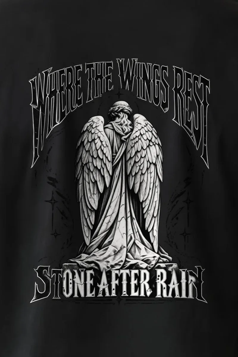 "Where the Wings Rest" Heavyweight Unisex Crewneck T-shirt - the graphic up close
