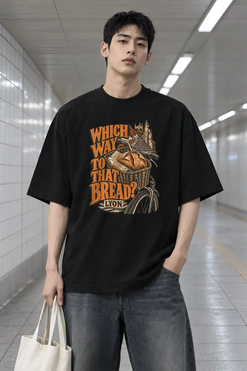 "Which Way To That Bread" Men's Oversized Heavyweight Crewneck T-Shirt