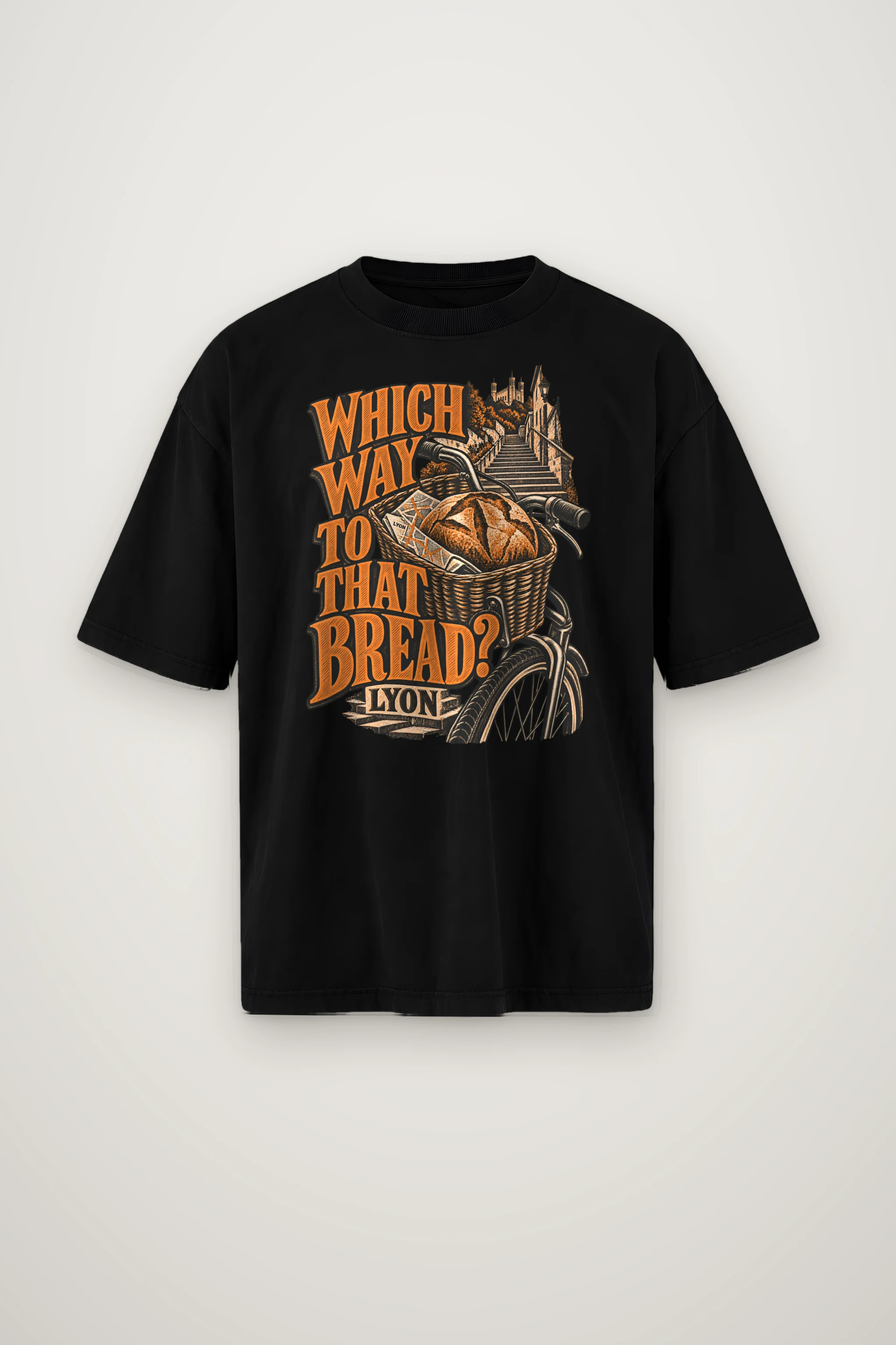 "Which Way To That Bread" Men's Oversized Heavyweight Crewneck T-Shirt