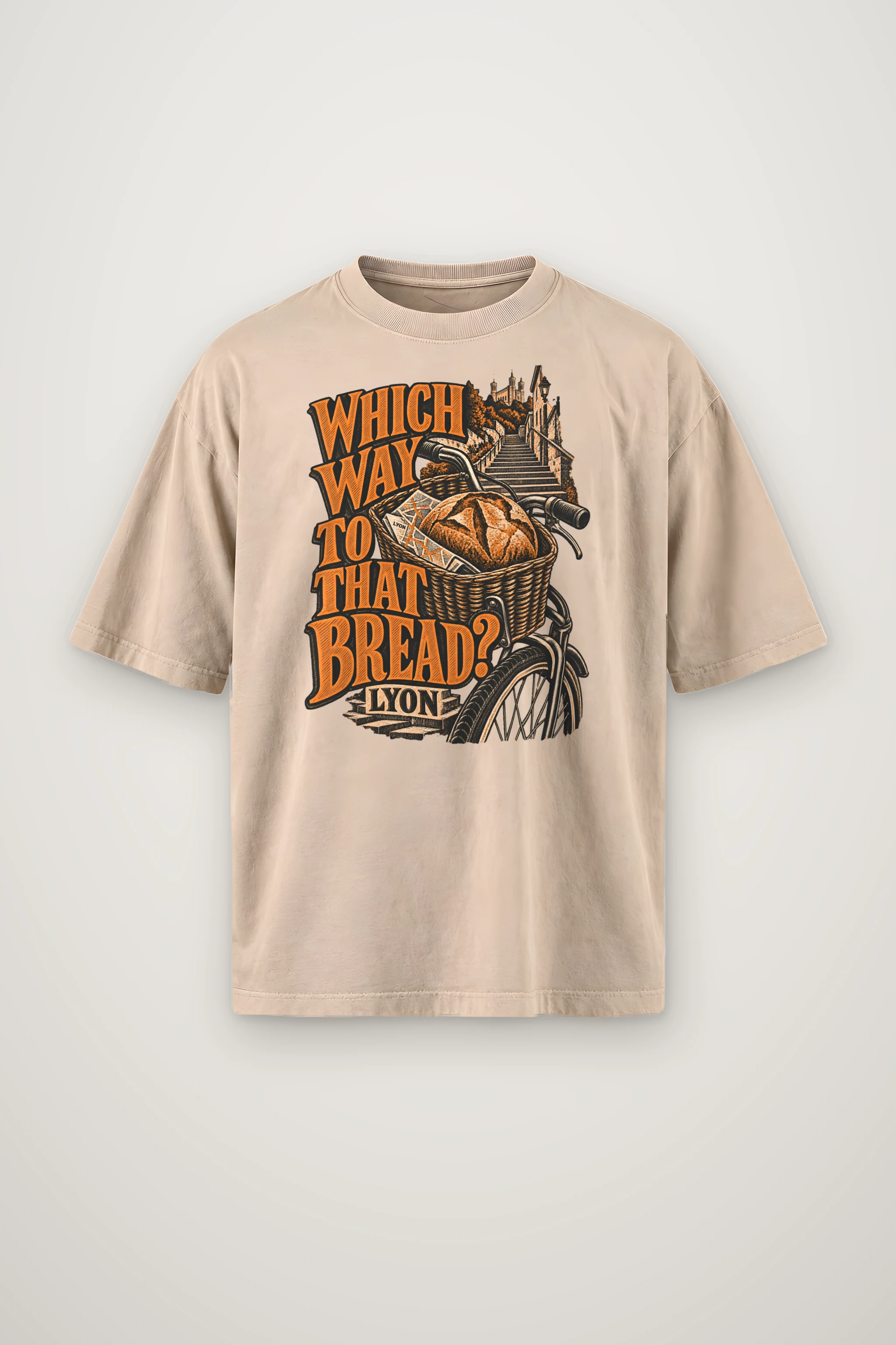 "Which Way To That Bread" Men's Oversized Heavyweight Crewneck T-Shirt