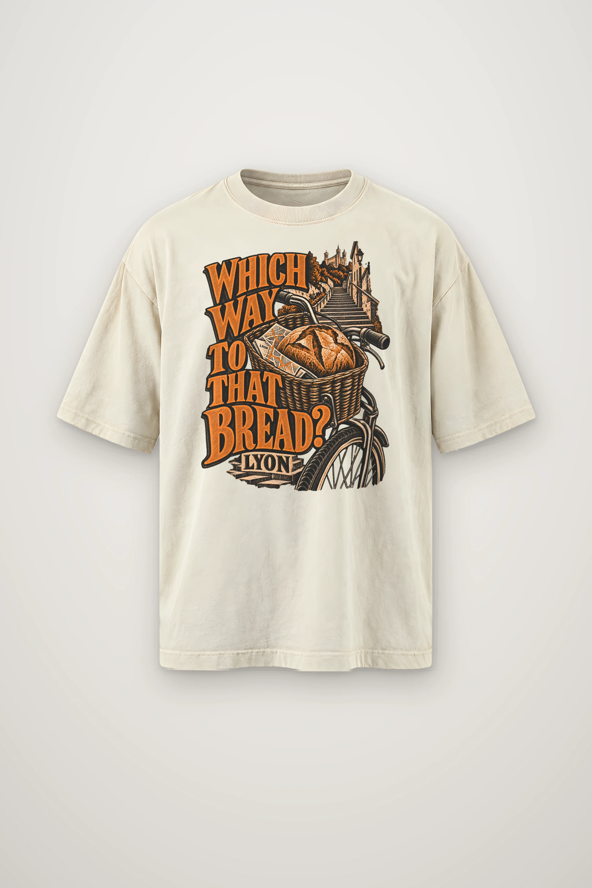 "Which Way To That Bread" Men's Oversized Heavyweight Crewneck T-Shirt