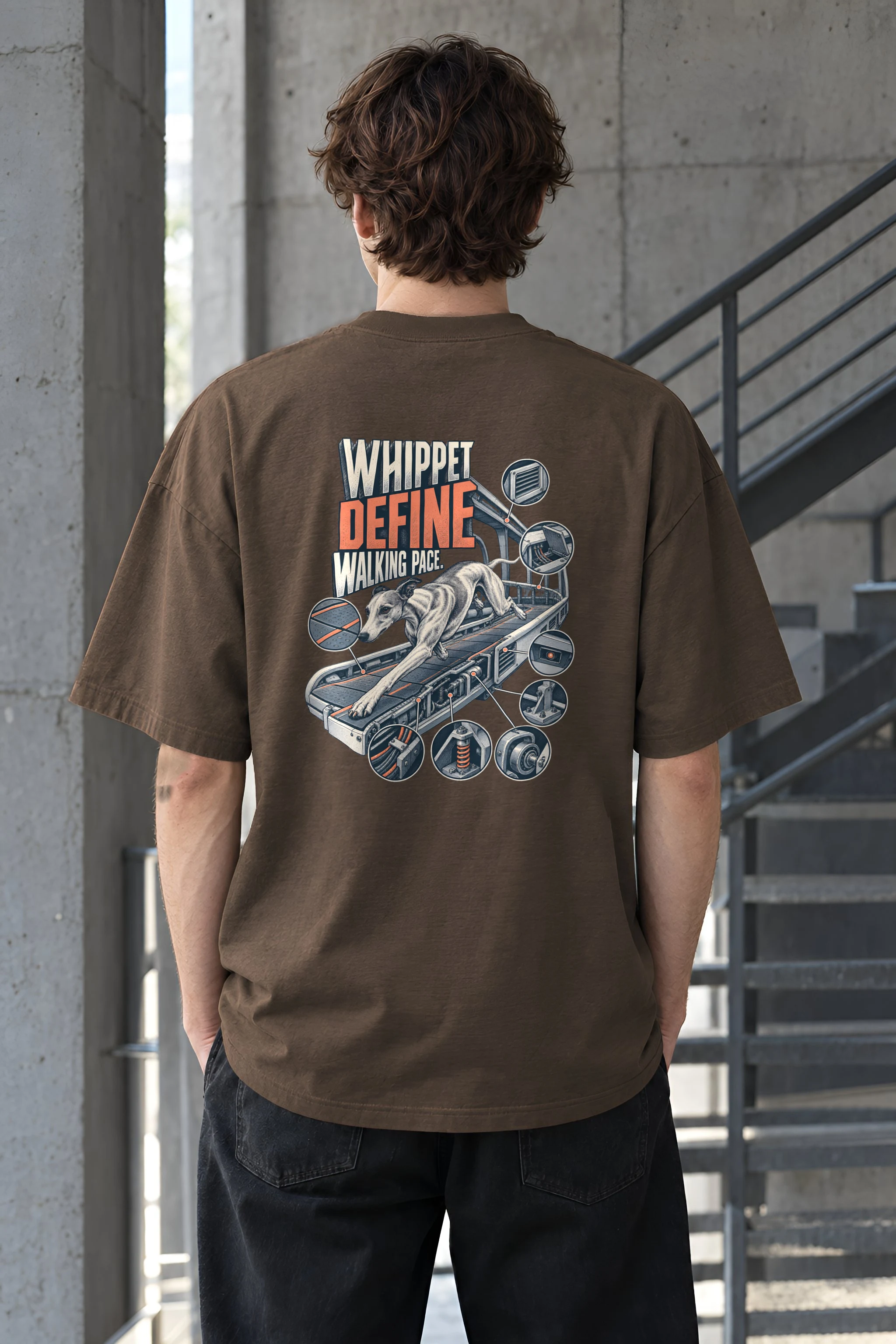 "Whippet Define Walking Pace" Men's Oversized Heavyweight Crewneck T-Shirt
