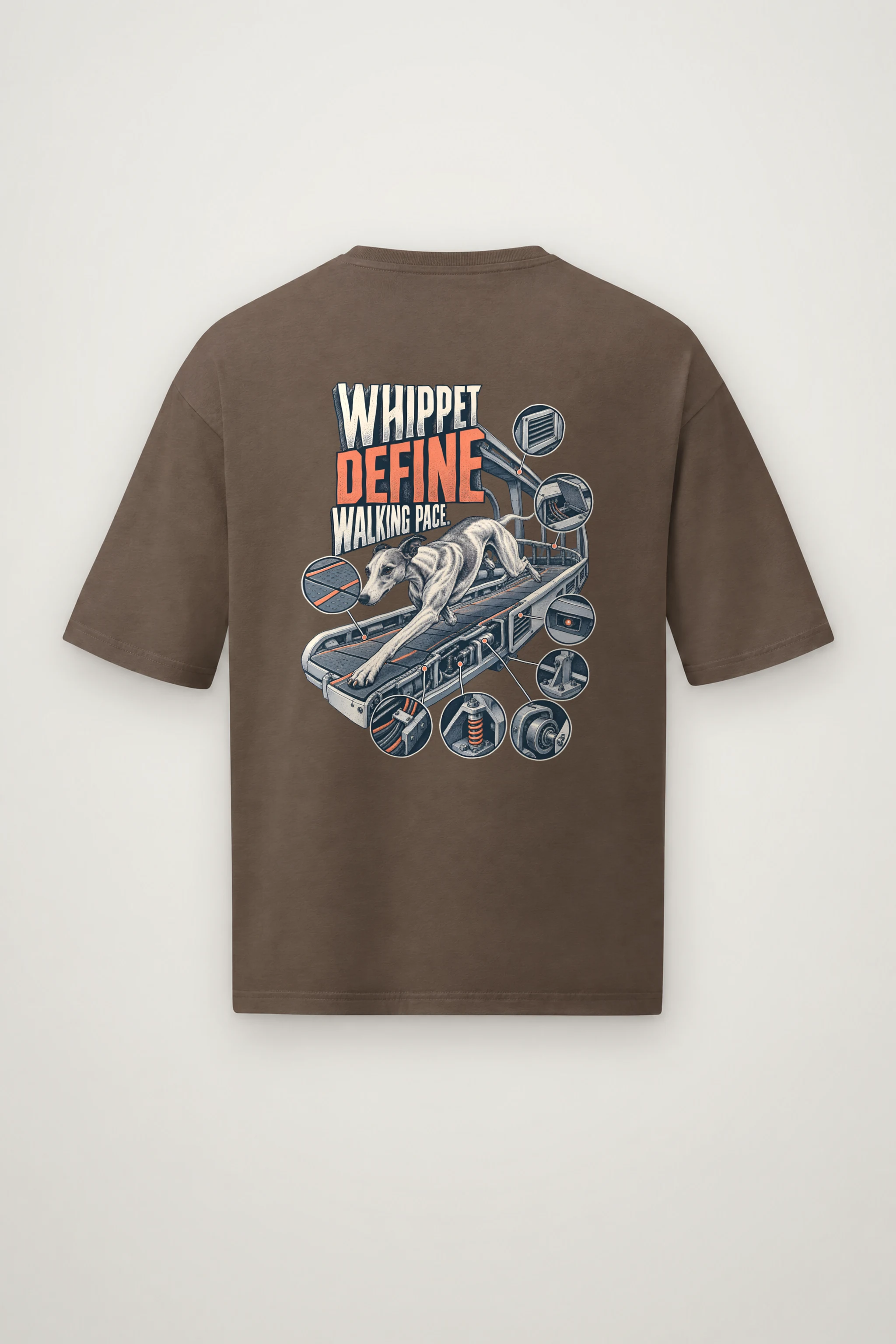 "Whippet Define Walking Pace" Men's Oversized Heavyweight Crewneck T-Shirt