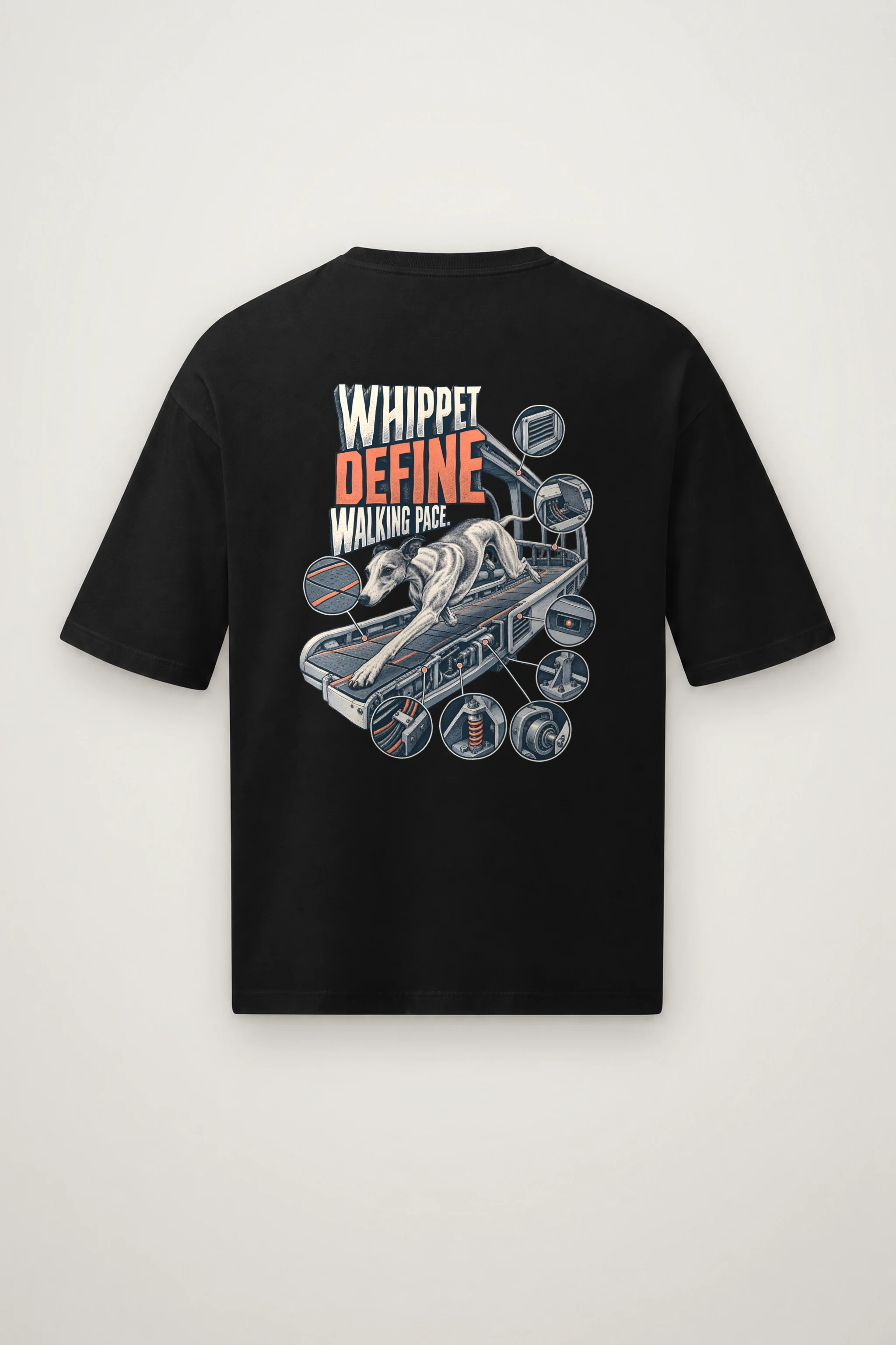 "Whippet Define Walking Pace" Men's Oversized Heavyweight Crewneck T-Shirt