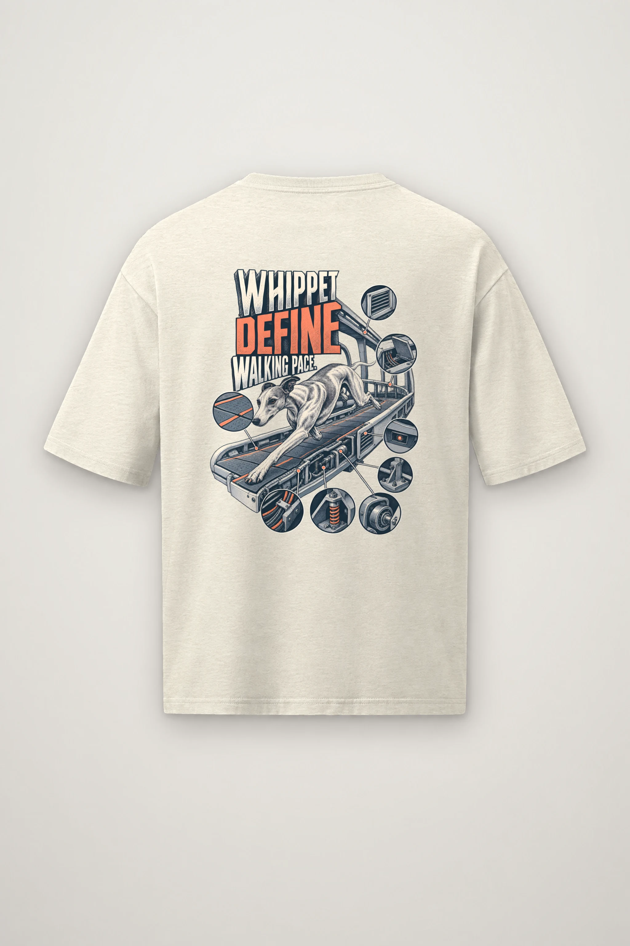 "Whippet Define Walking Pace" Men's Oversized Heavyweight Crewneck T-Shirt