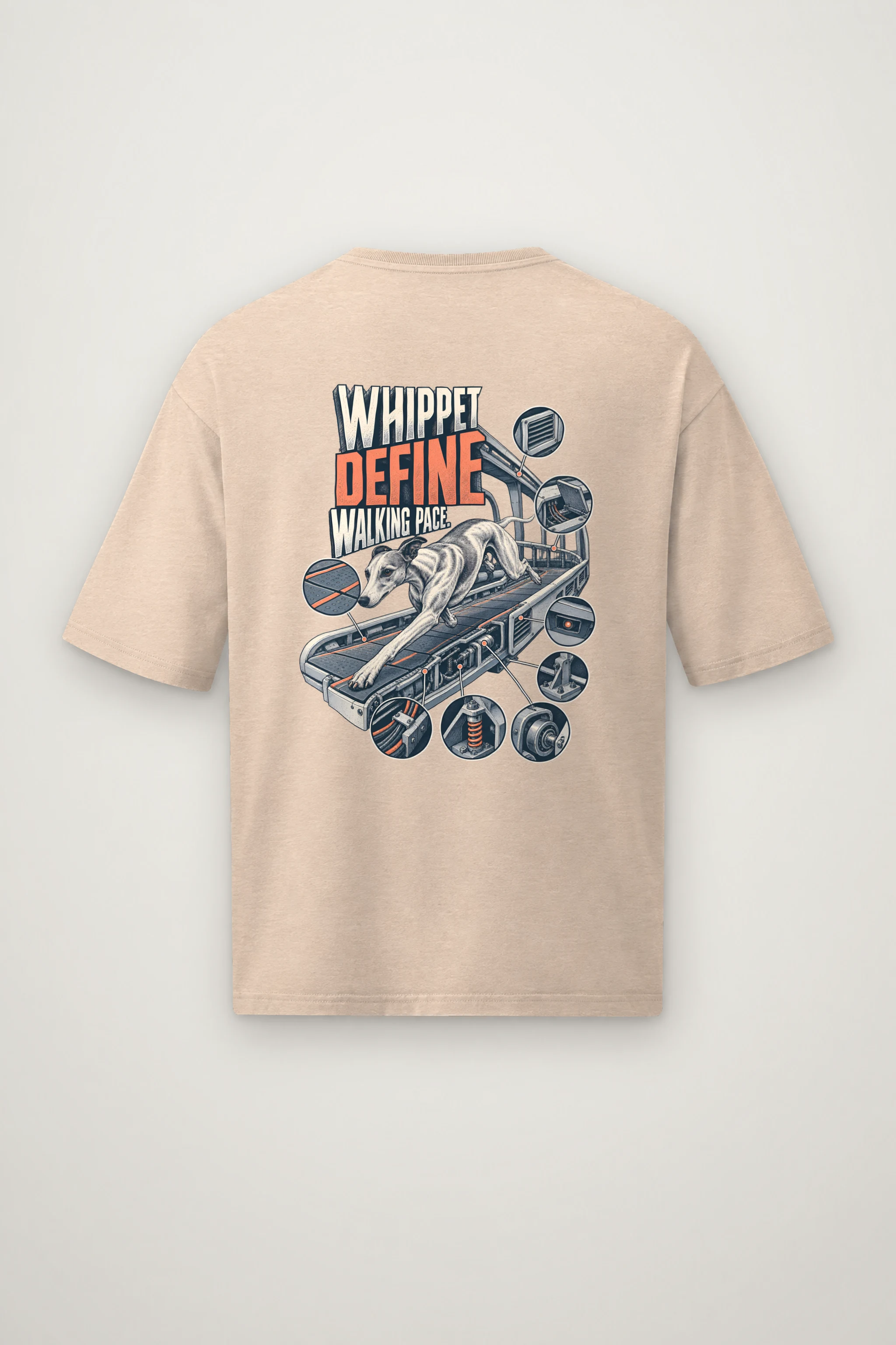 "Whippet Define Walking Pace" Men's Oversized Heavyweight Crewneck T-Shirt