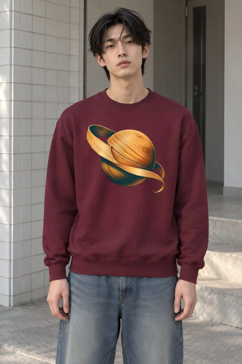 “Whittled Wood Saturn” Heavy Blend Unisex Crewneck Sweatshirt