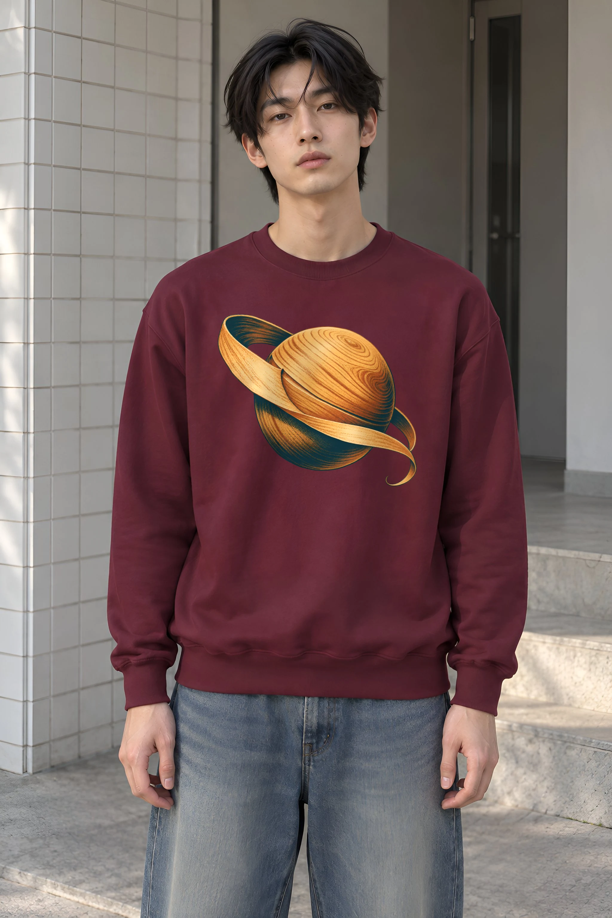 "Whittled Wood Saturn" Heavy Blend Unisex Crewneck Sweatshirt