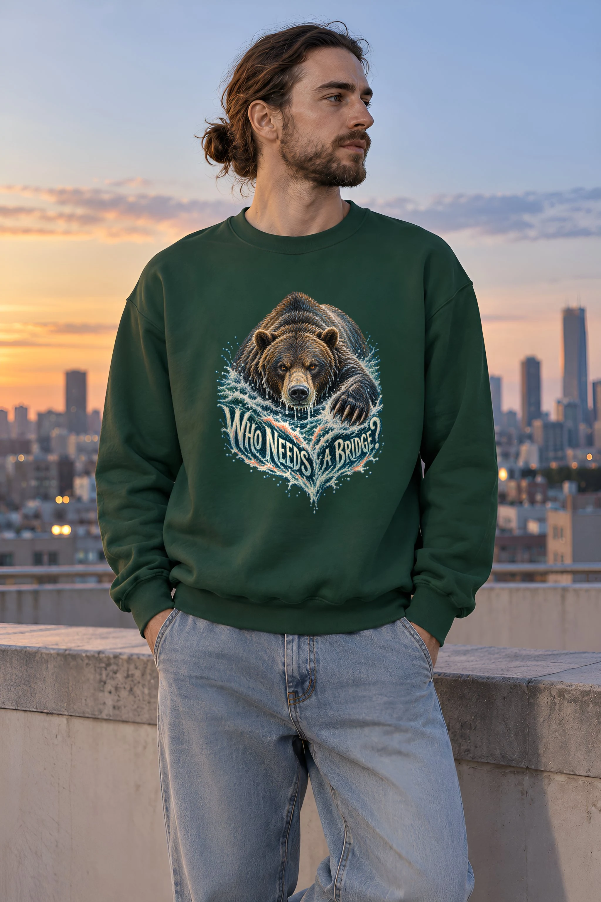 "Who Needs A Bridge?" Heavy Blend Unisex Crewneck Sweatshirt