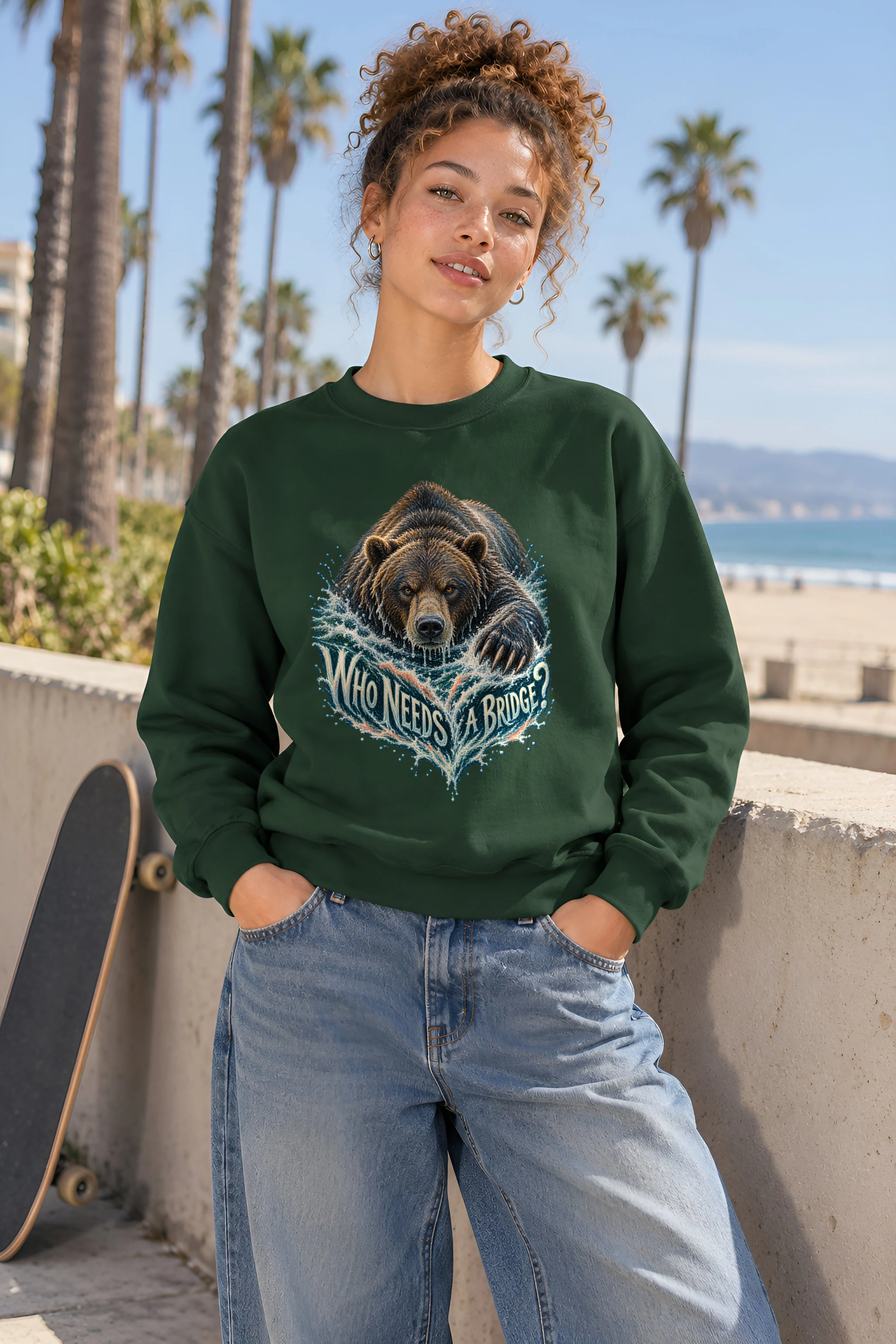 "Who Needs A Bridge?" Heavy Blend Unisex Crewneck Sweatshirt