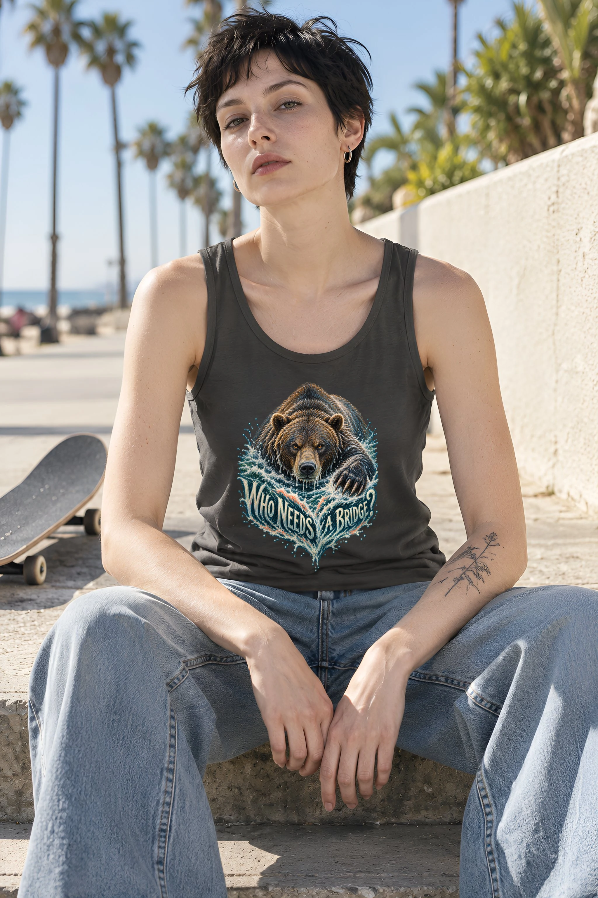 "Who Needs A Bridge?" Unisex Jersey Tank