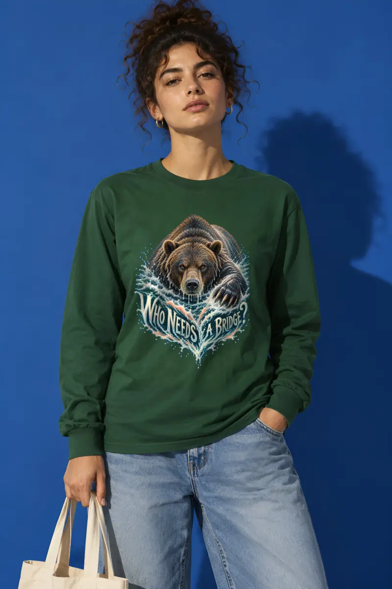 "Who Needs A Bridge?" Unisex Longsleeve T-shirt