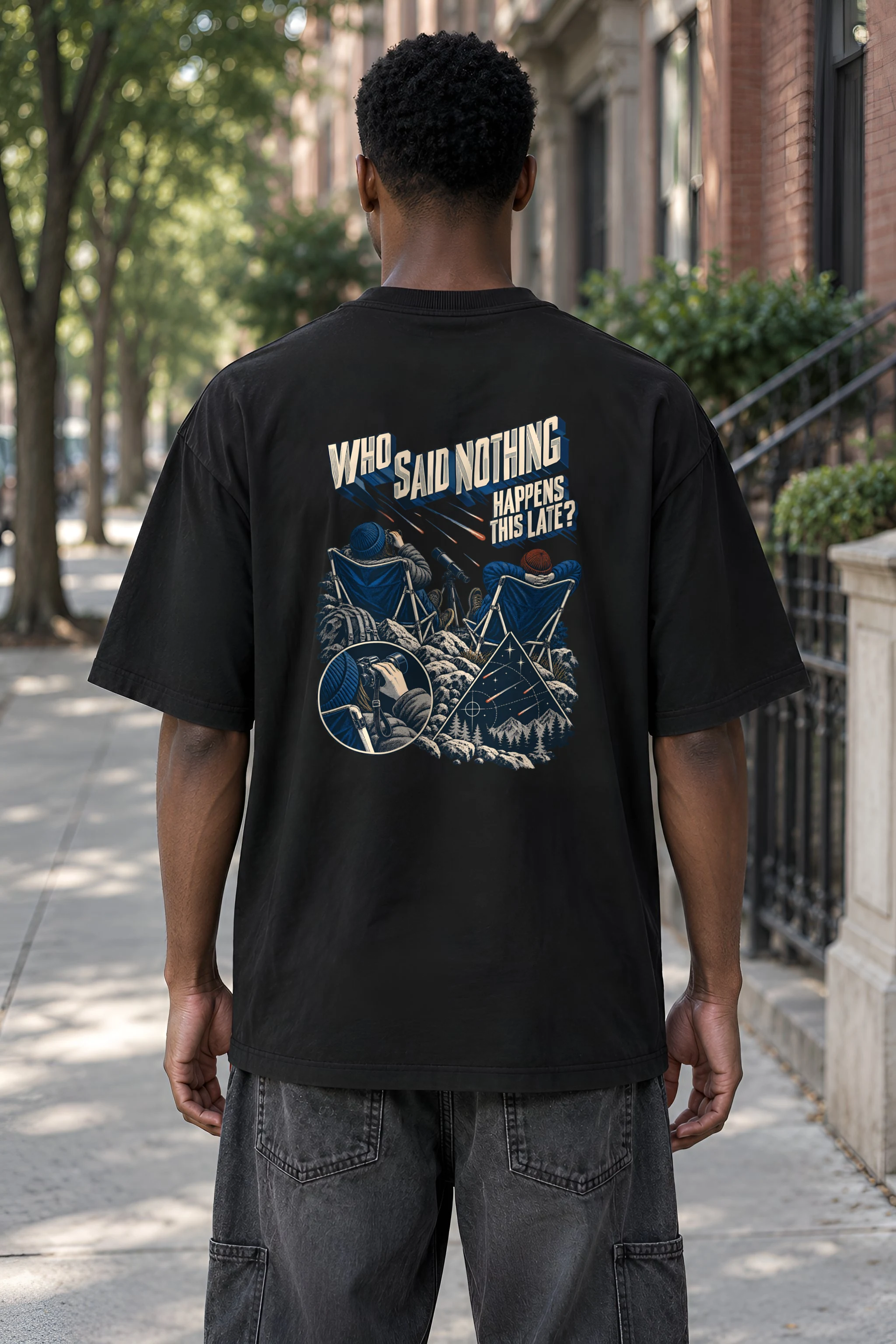 "Who Said Nothing Happens This Late" Men's Oversized Heavyweight Crewneck T-Shirt
