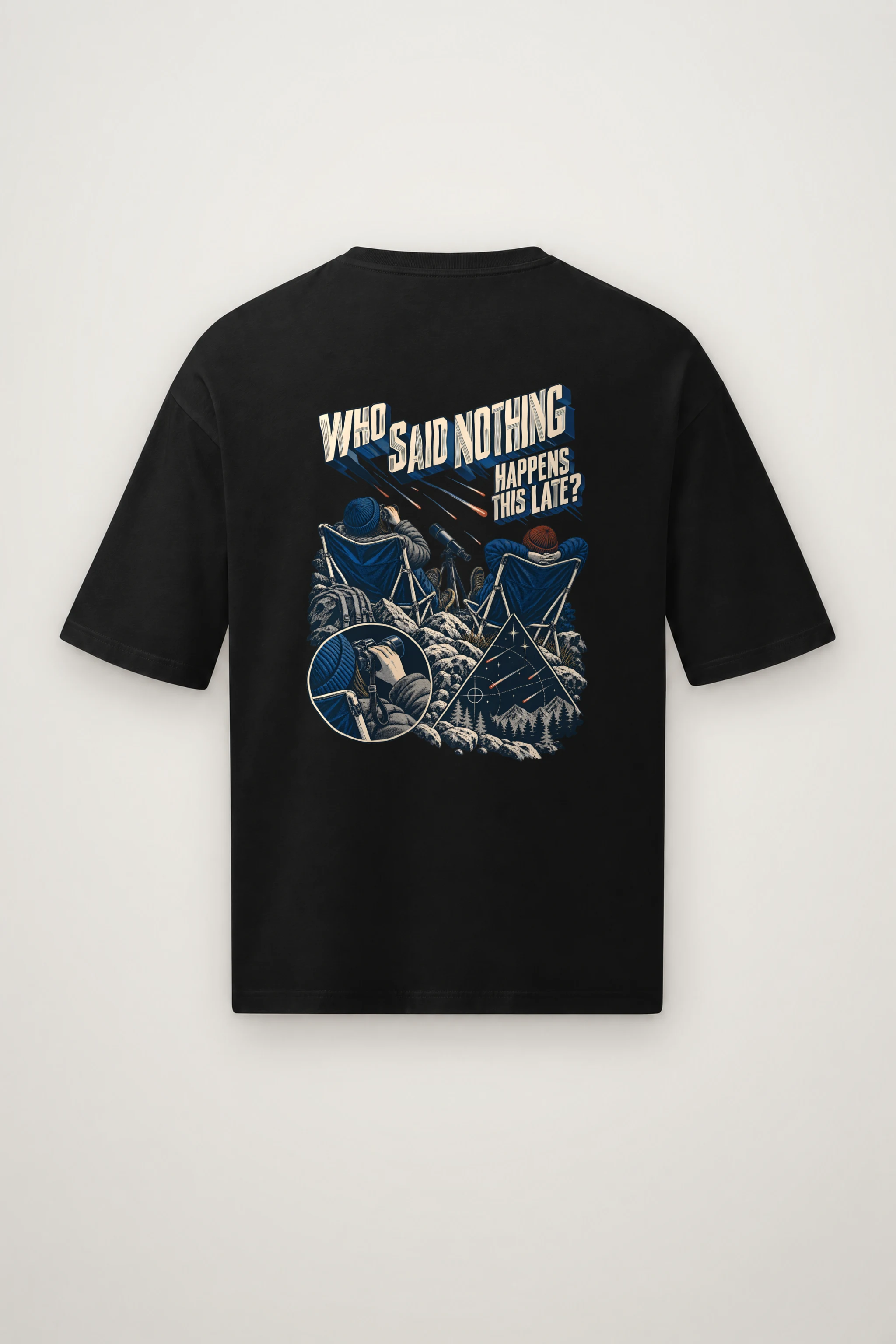 "Who Said Nothing Happens This Late" Men's Oversized Heavyweight Crewneck T-Shirt