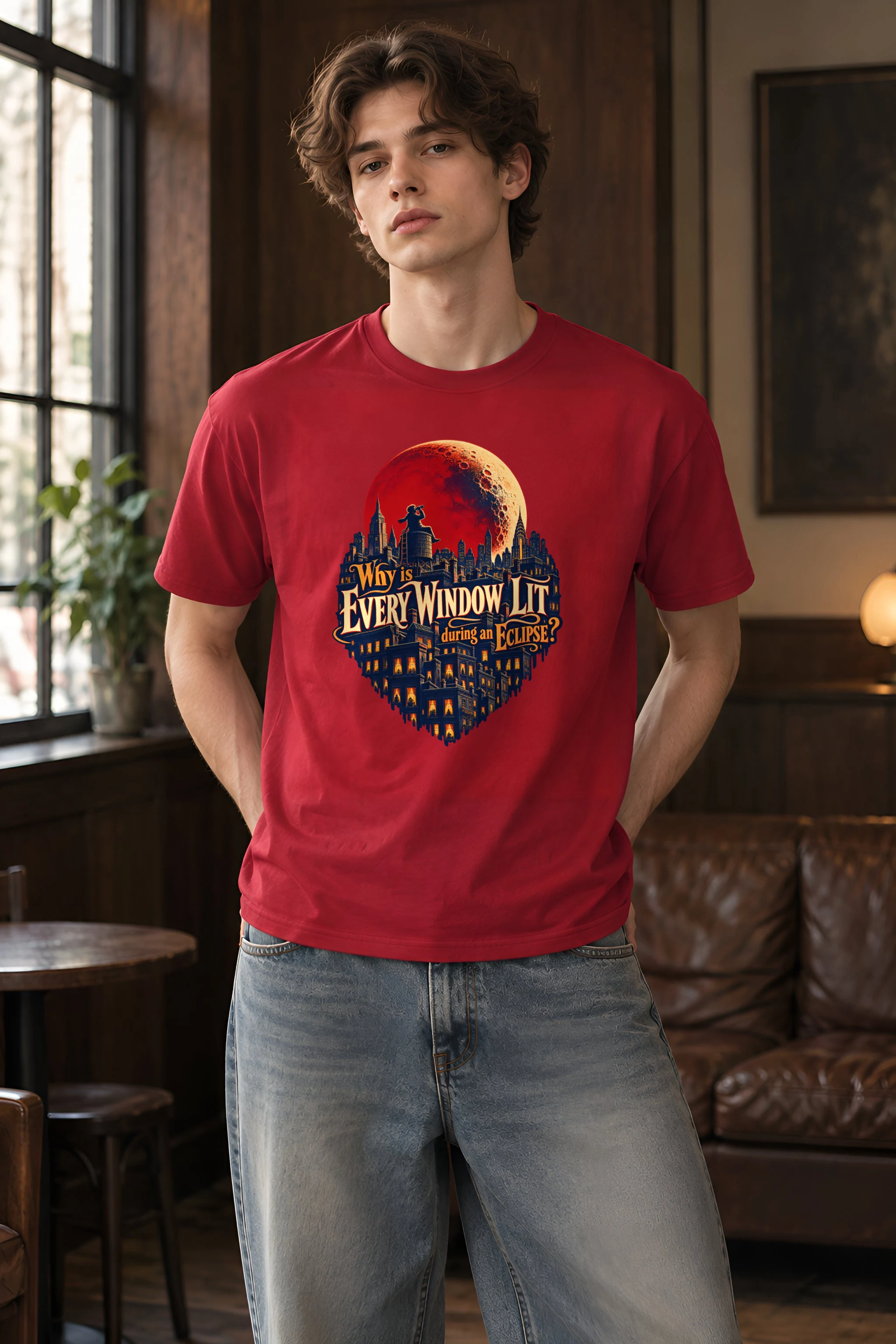 "Why Is Every Window Lit" Heavyweight Unisex Crewneck T-shirt