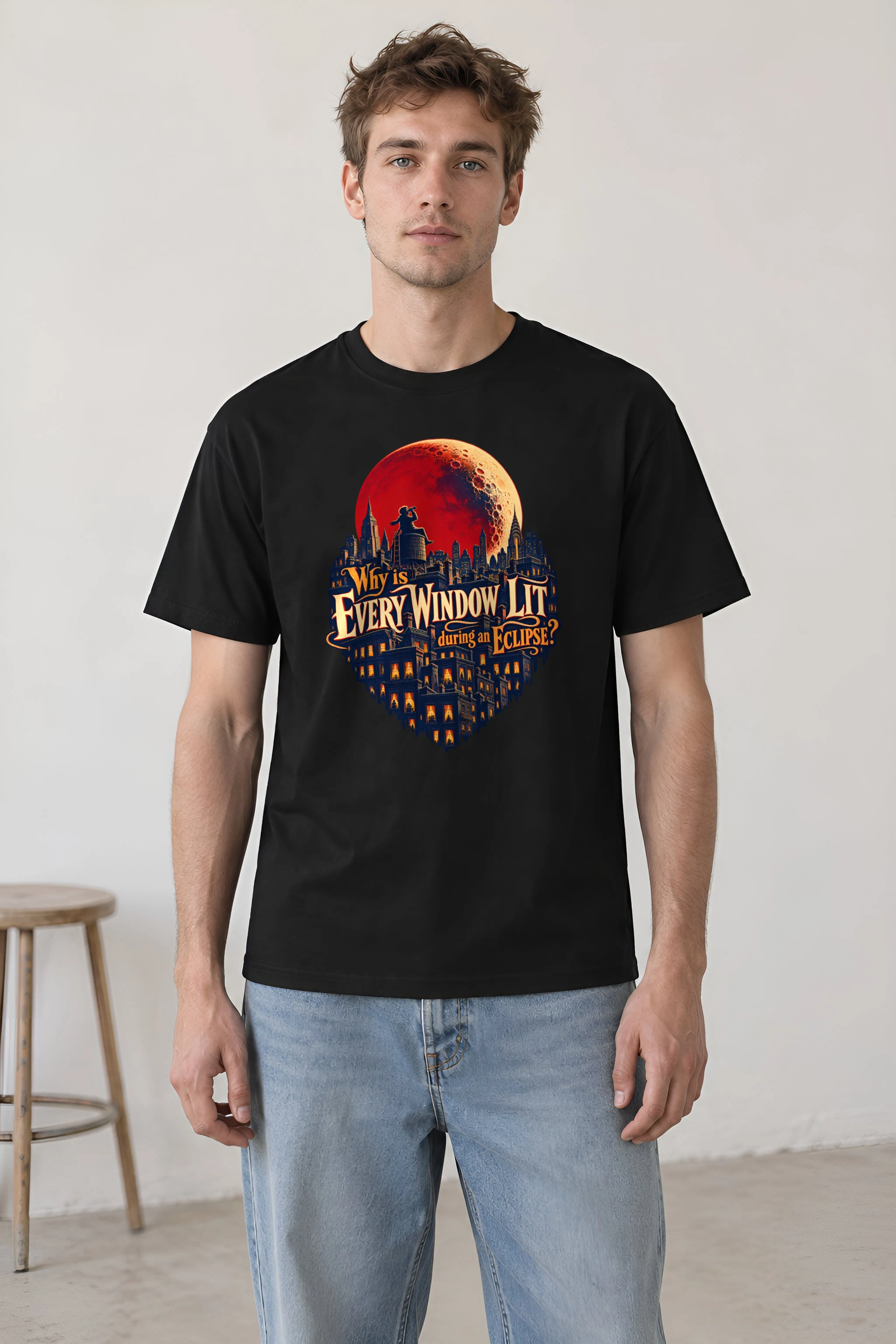 "Why Is Every Window Lit" Heavyweight Unisex Crewneck T-shirt