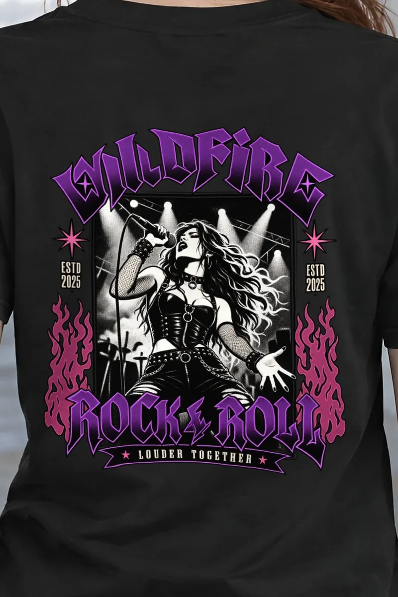 "Wildfire Rock & Roll" Heavyweight Unisex Crewneck T-shirt