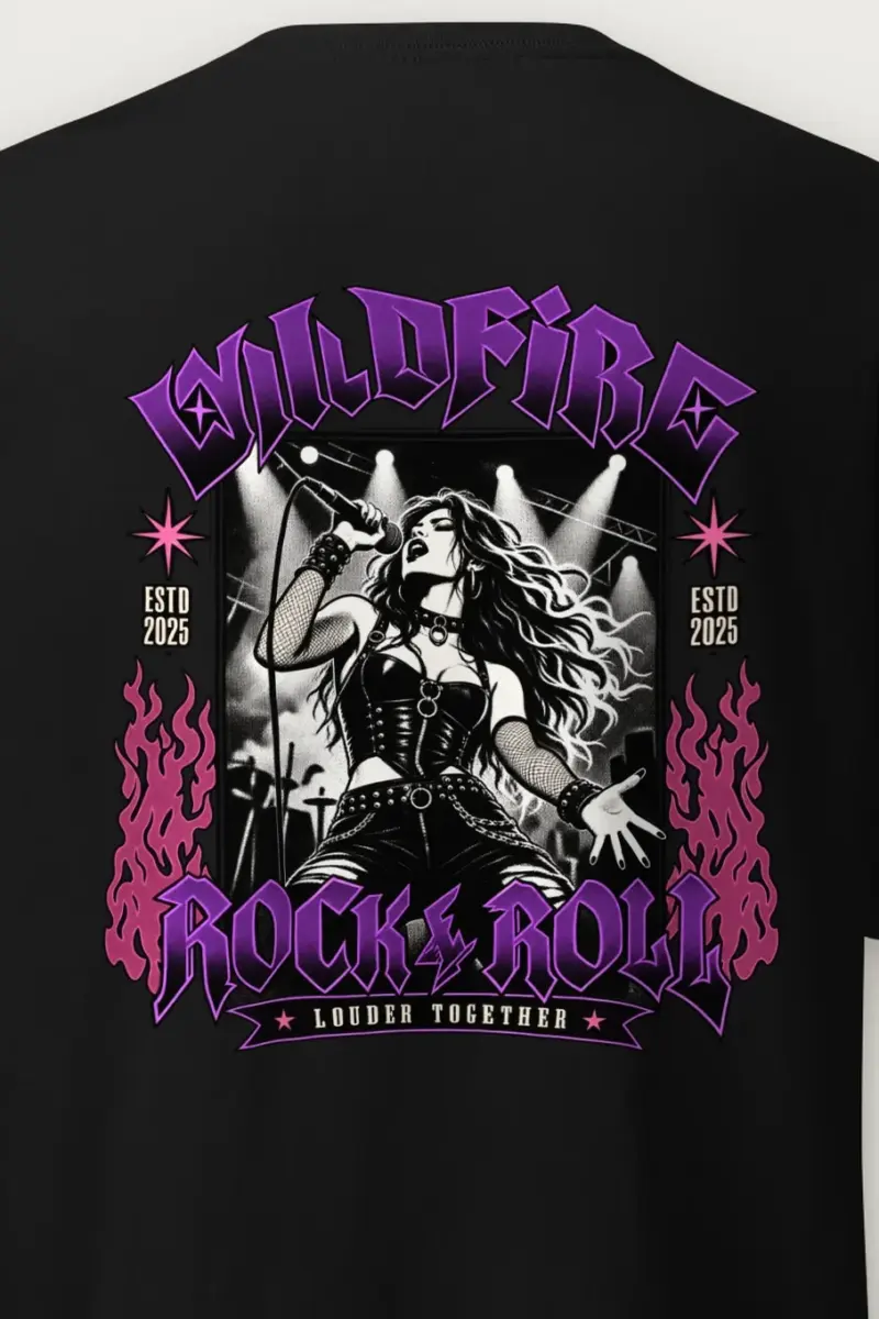 "Wildfire Rock & Roll" Heavyweight Unisex Crewneck T-shirt