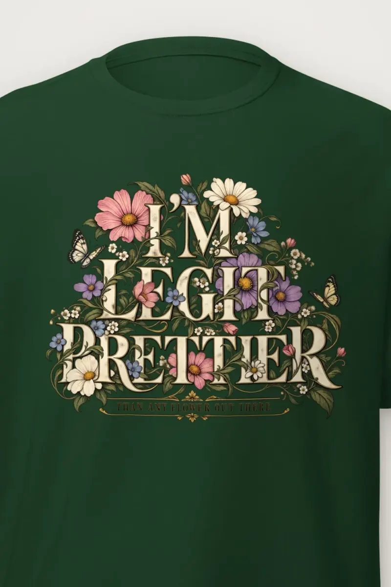 "Wildflower Butterfly Typography" Heavyweight Unisex Crewneck T-shirt - the graphic up close