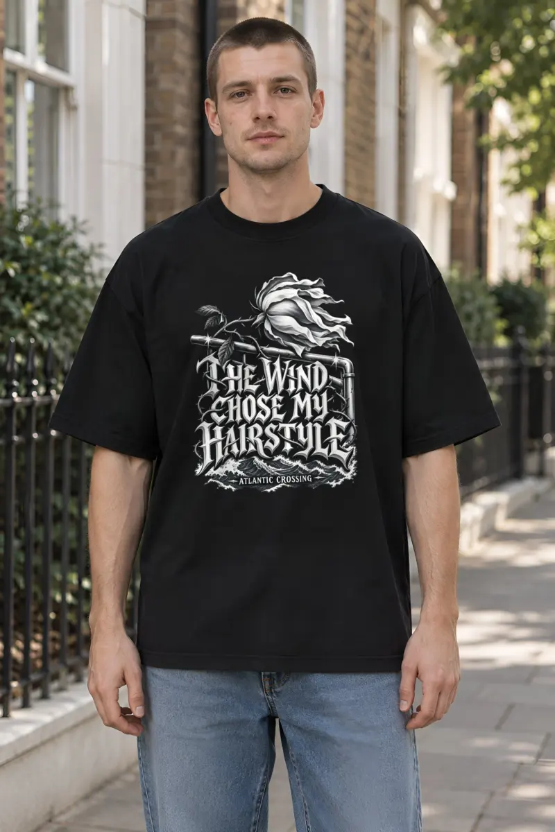 "Wind Chose My Hairstyle" Unisex Oversized Heavyweight Crewneck T-Shirt