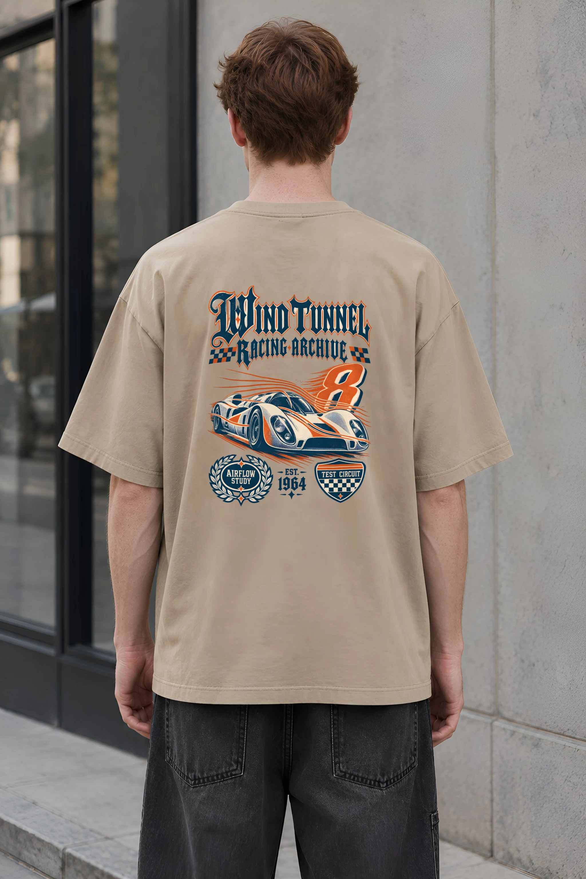"Wind Tunnel Racing Archive" Unisex Oversized Heavyweight Crewneck T-Shirt