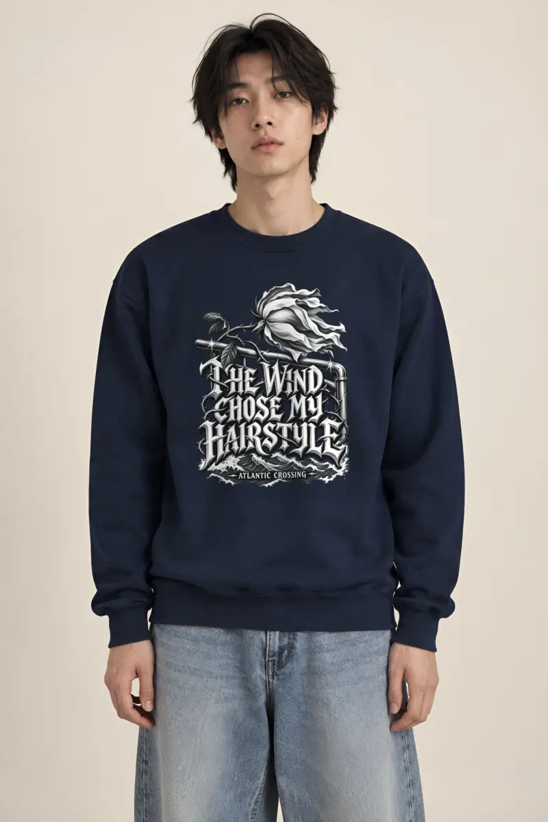 “Windblown Rose And Waves” Heavy Blend Unisex Crewneck Sweatshirt