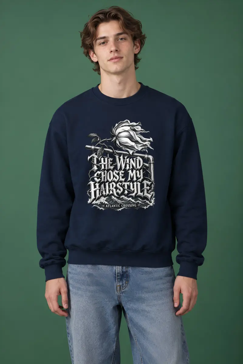 "Windblown Rose And Waves" Heavy Blend Unisex Crewneck Sweatshirt