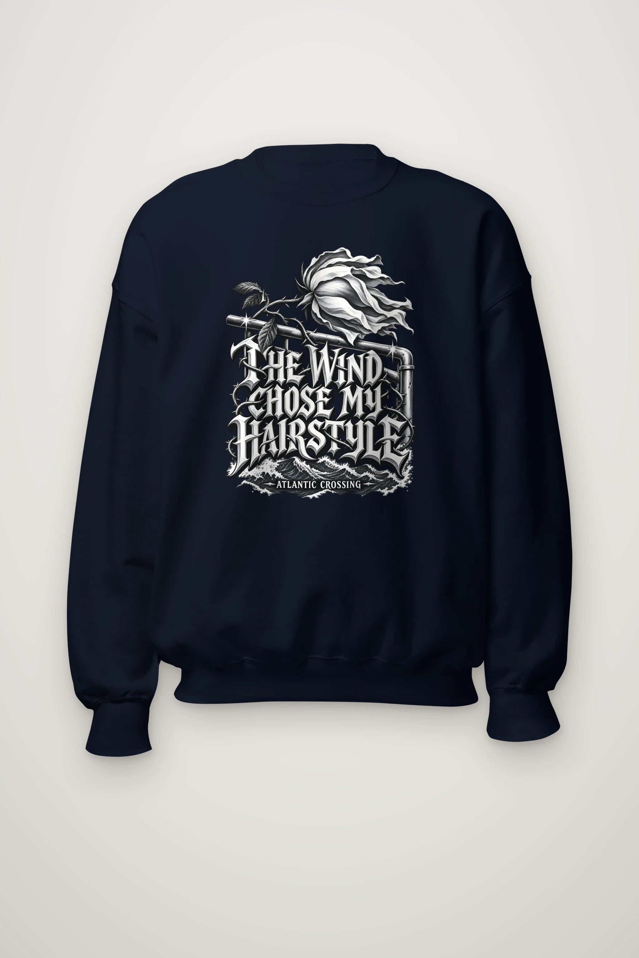 "Windblown Rose And Waves" Heavy Blend Unisex Crewneck Sweatshirt
