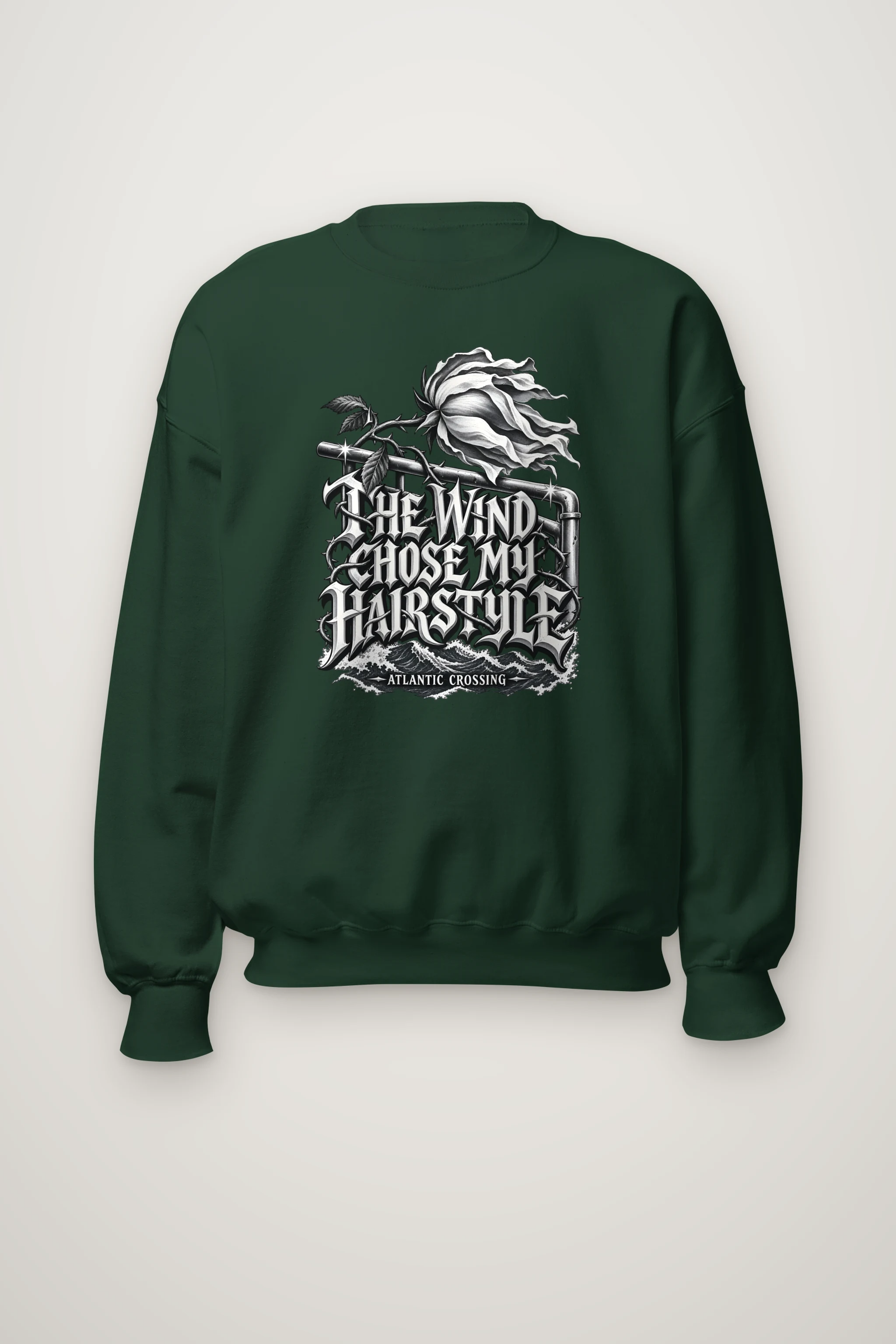 "Windblown Rose And Waves" Heavy Blend Unisex Crewneck Sweatshirt