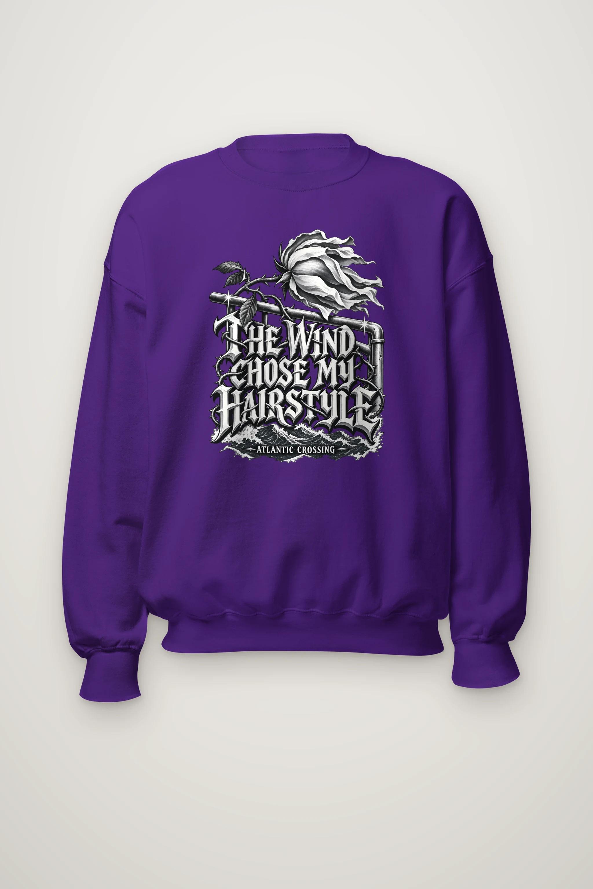"Windblown Rose And Waves" Heavy Blend Unisex Crewneck Sweatshirt