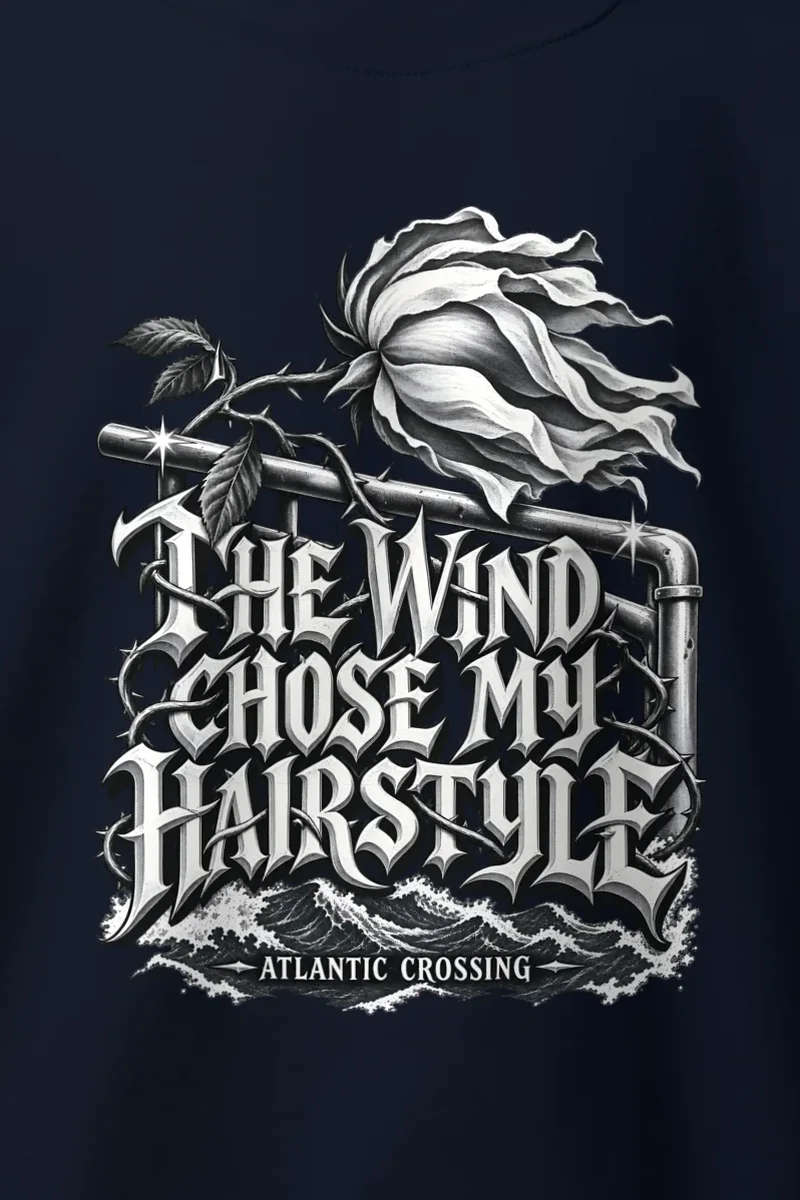 "Windblown Rose And Waves" Heavy Blend Unisex Crewneck Sweatshirt - the graphic up close