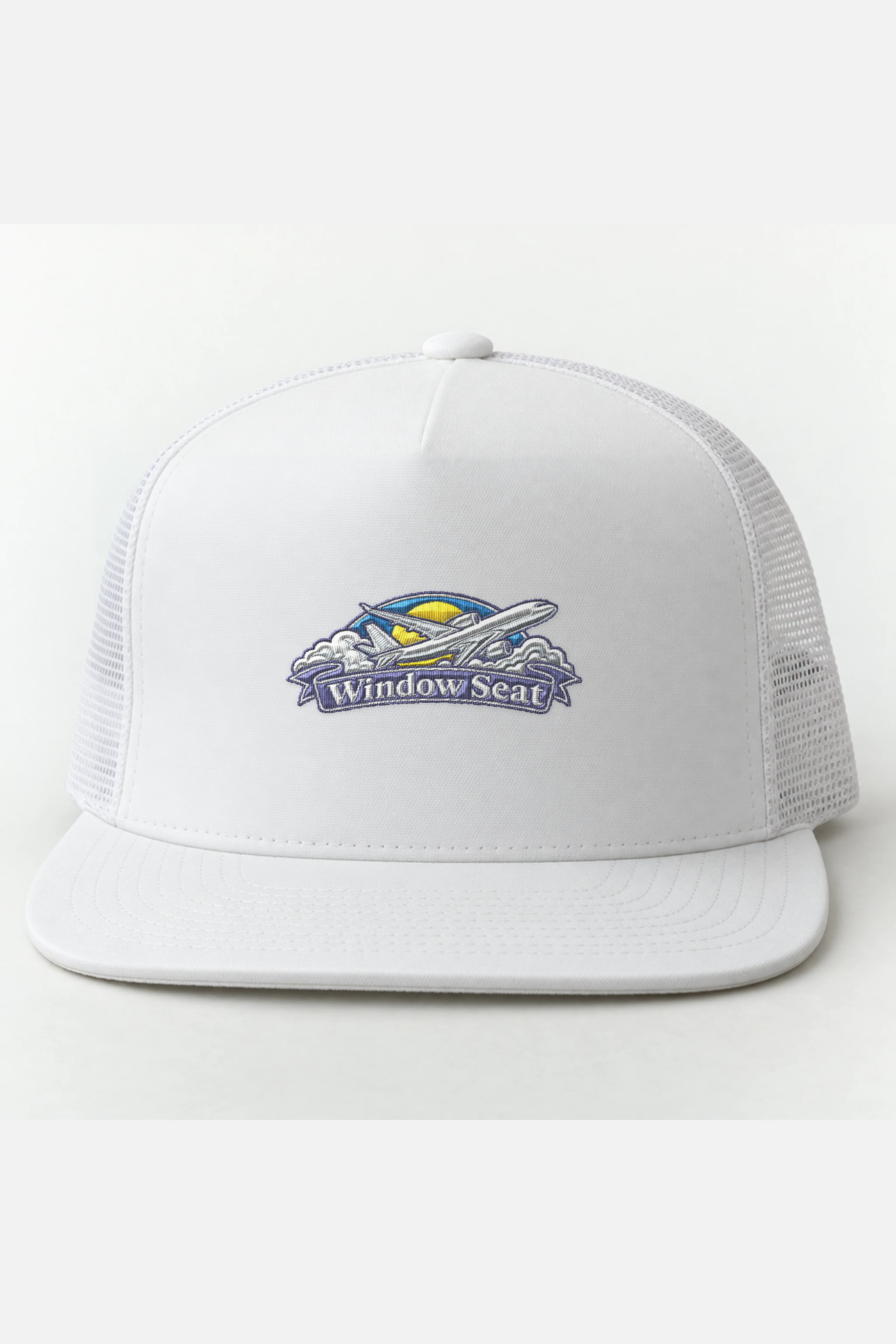 "Window Seat" 5 Panel Trucker Cap · Embroidered