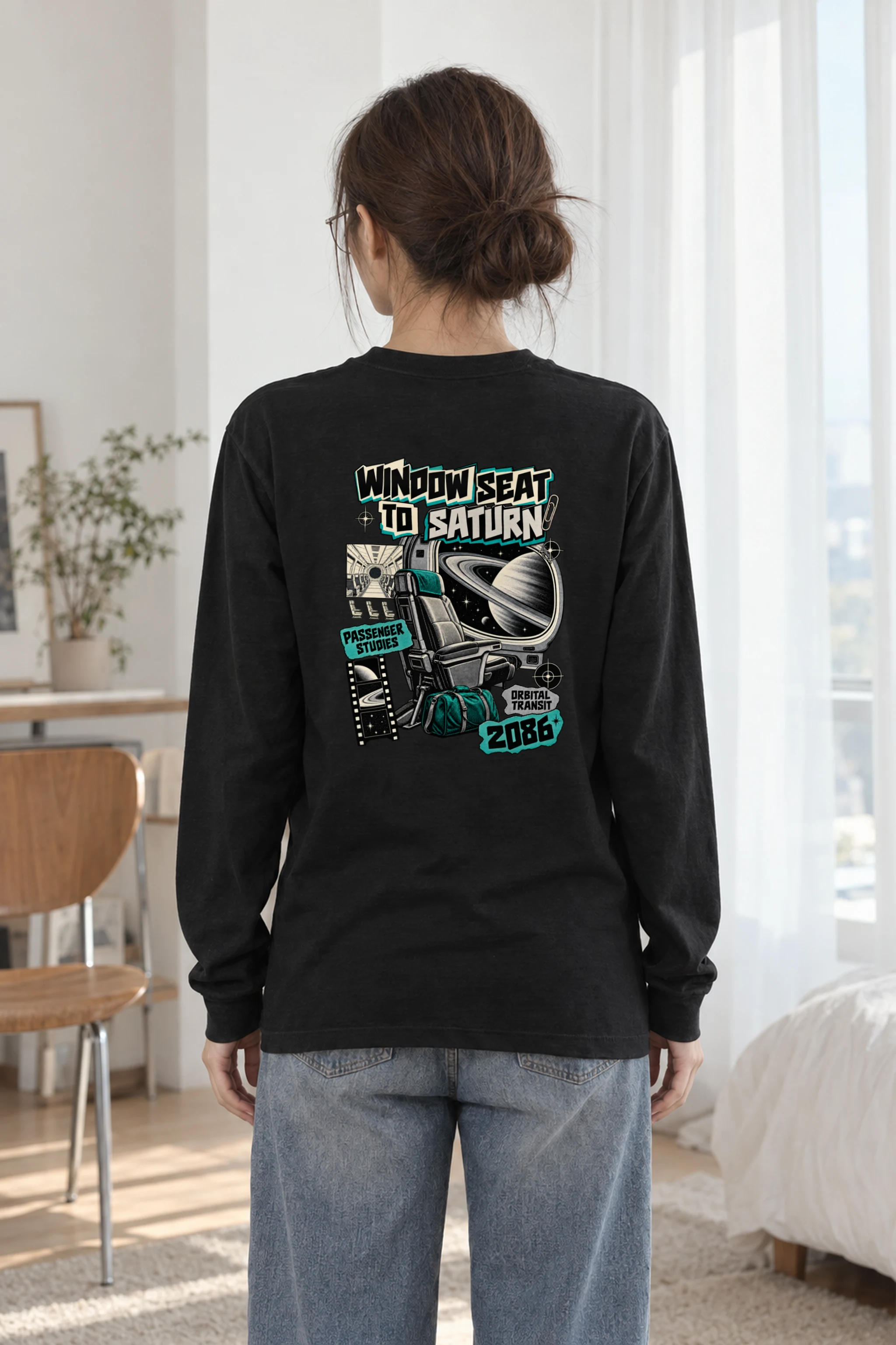"Window Seat to Saturn" Unisex Longsleeve T-shirt