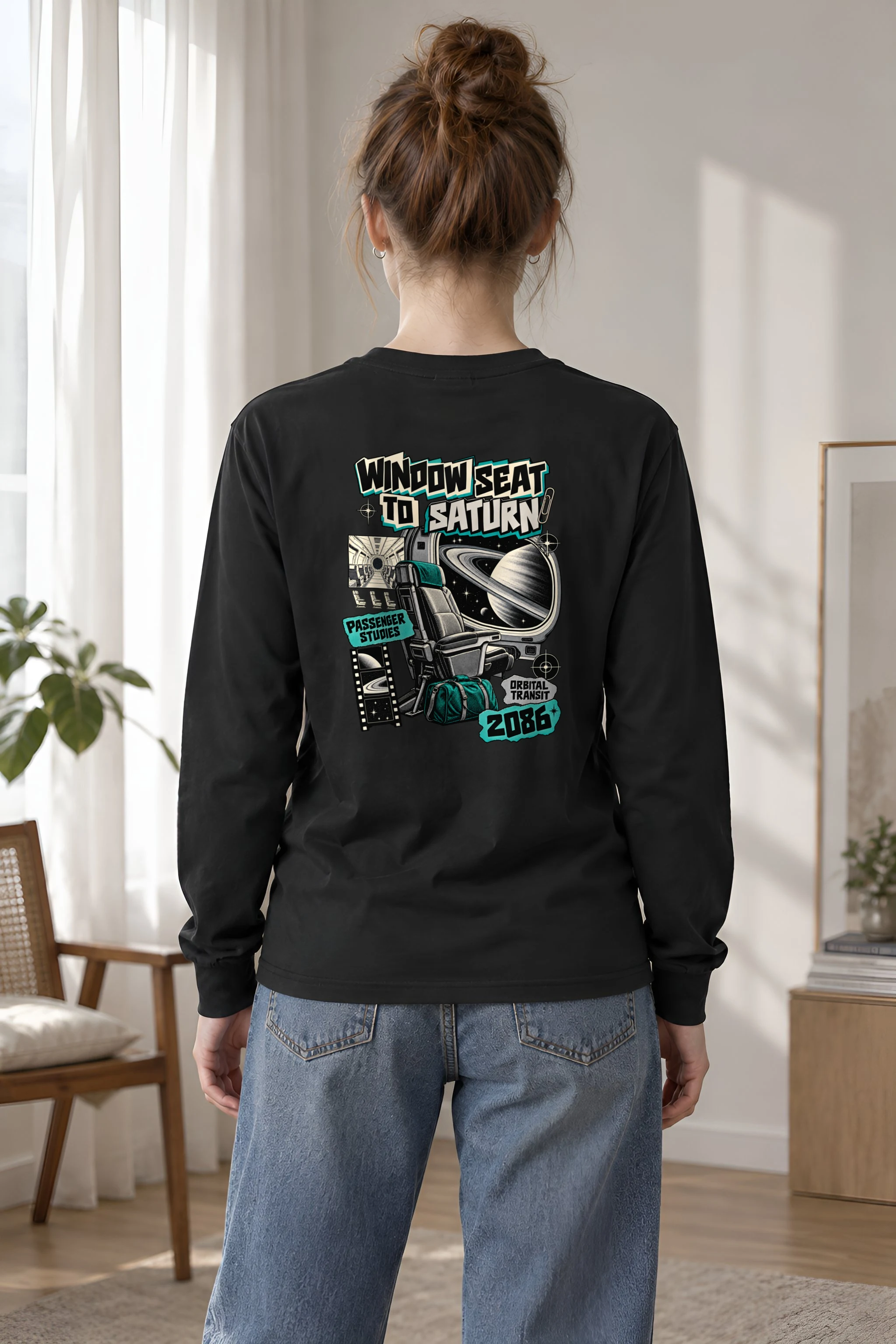 "Window Seat to Saturn" Unisex Longsleeve T-shirt