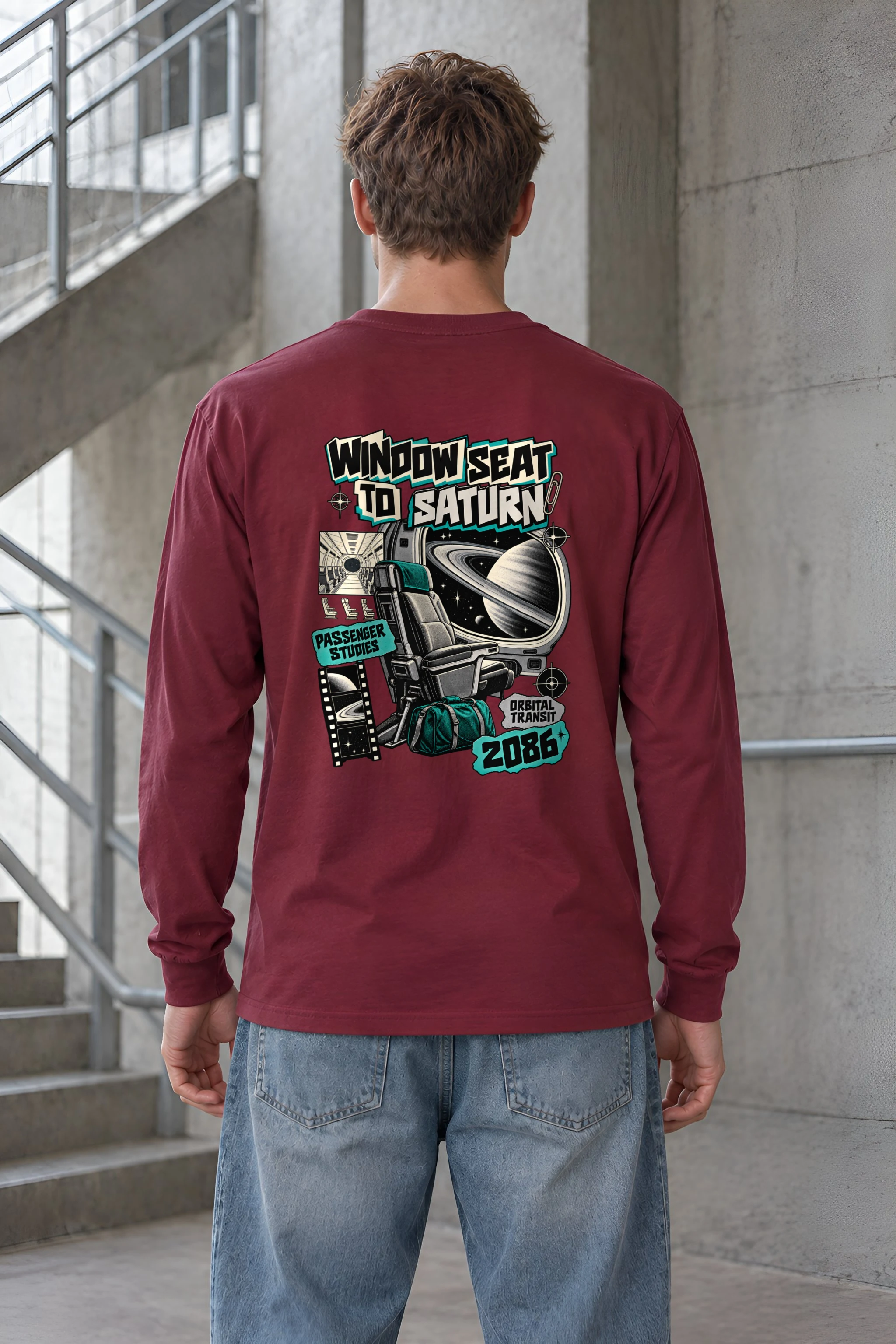"Window Seat to Saturn" Unisex Longsleeve T-shirt
