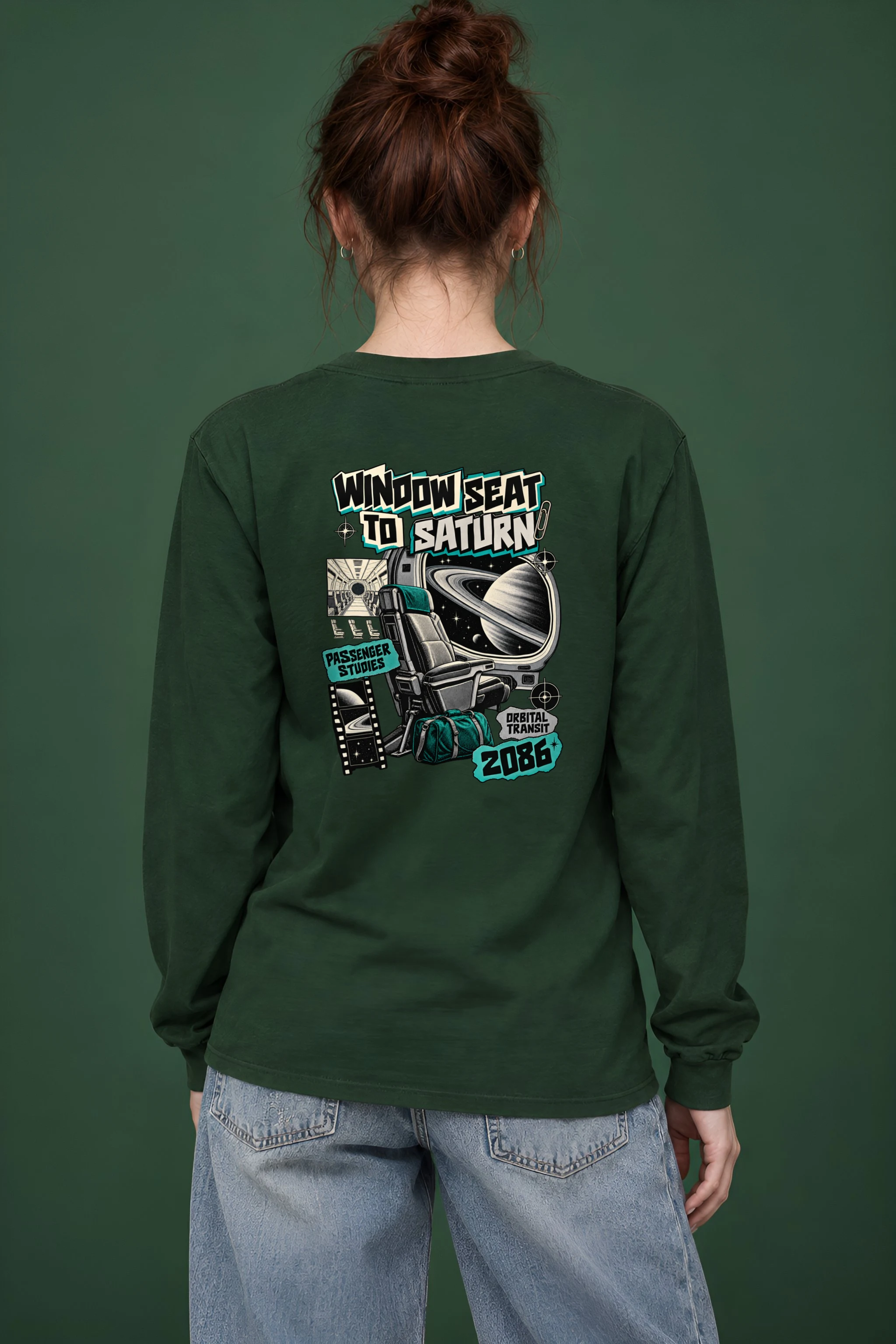 "Window Seat to Saturn" Unisex Longsleeve T-shirt