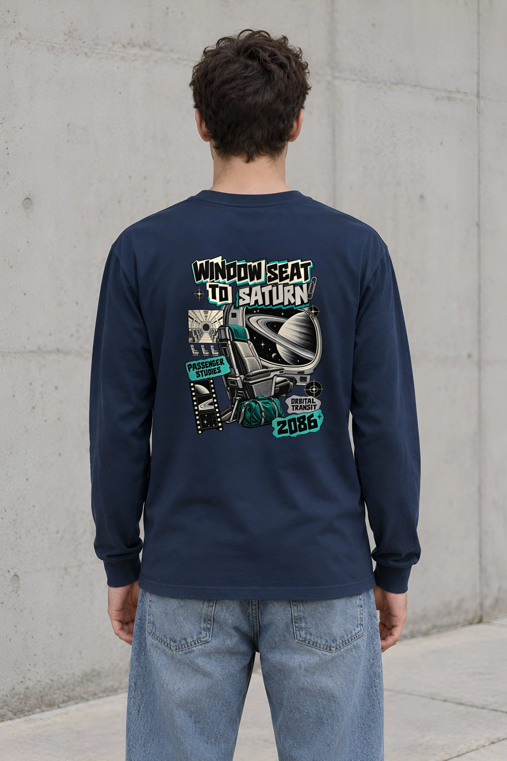 "Window Seat to Saturn" Unisex Longsleeve T-shirt