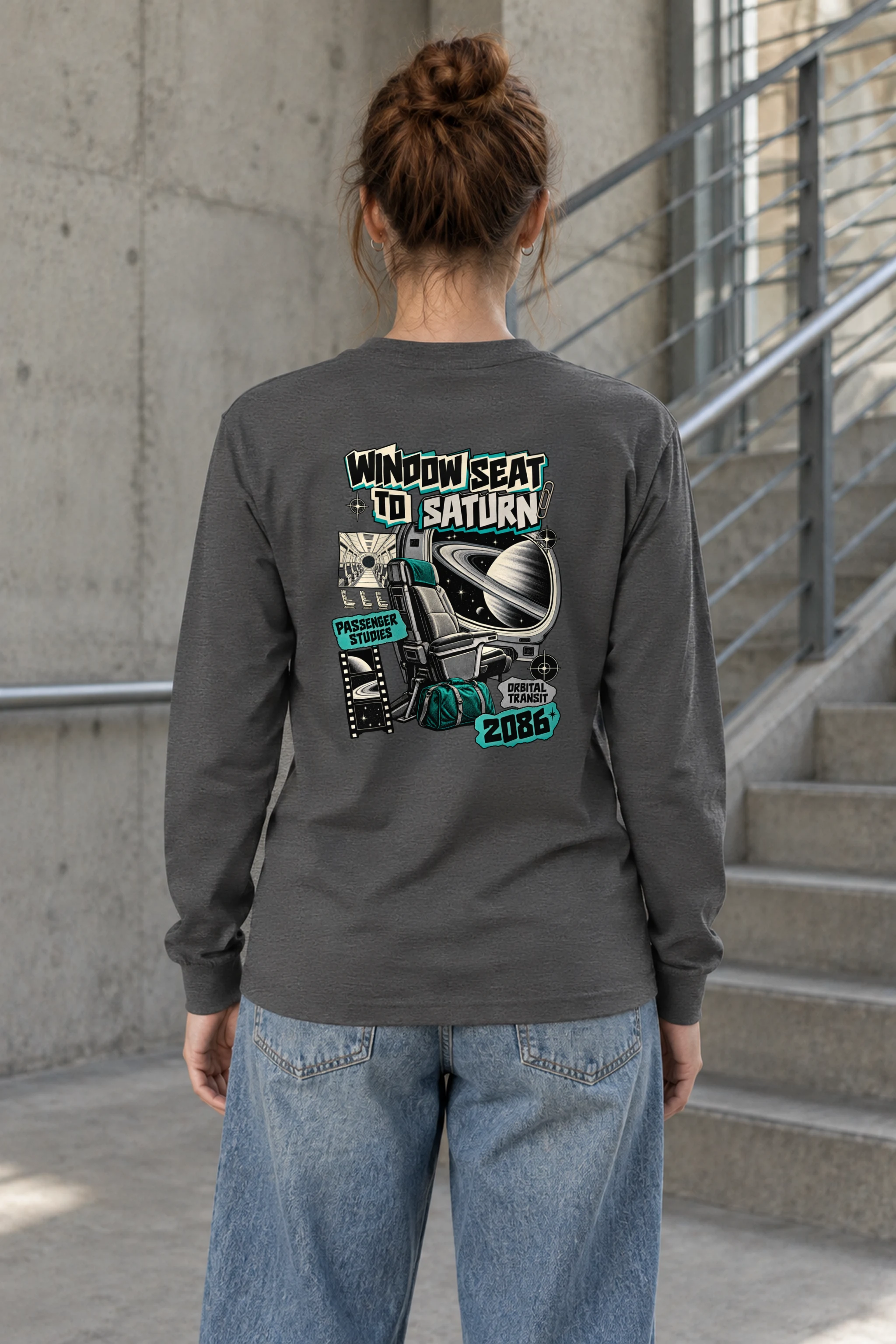 "Window Seat to Saturn" Unisex Longsleeve T-shirt