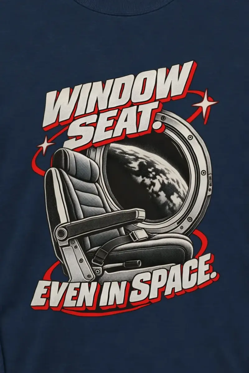 "Window Seat" Unisex Longsleeve T-shirt - the graphic up close