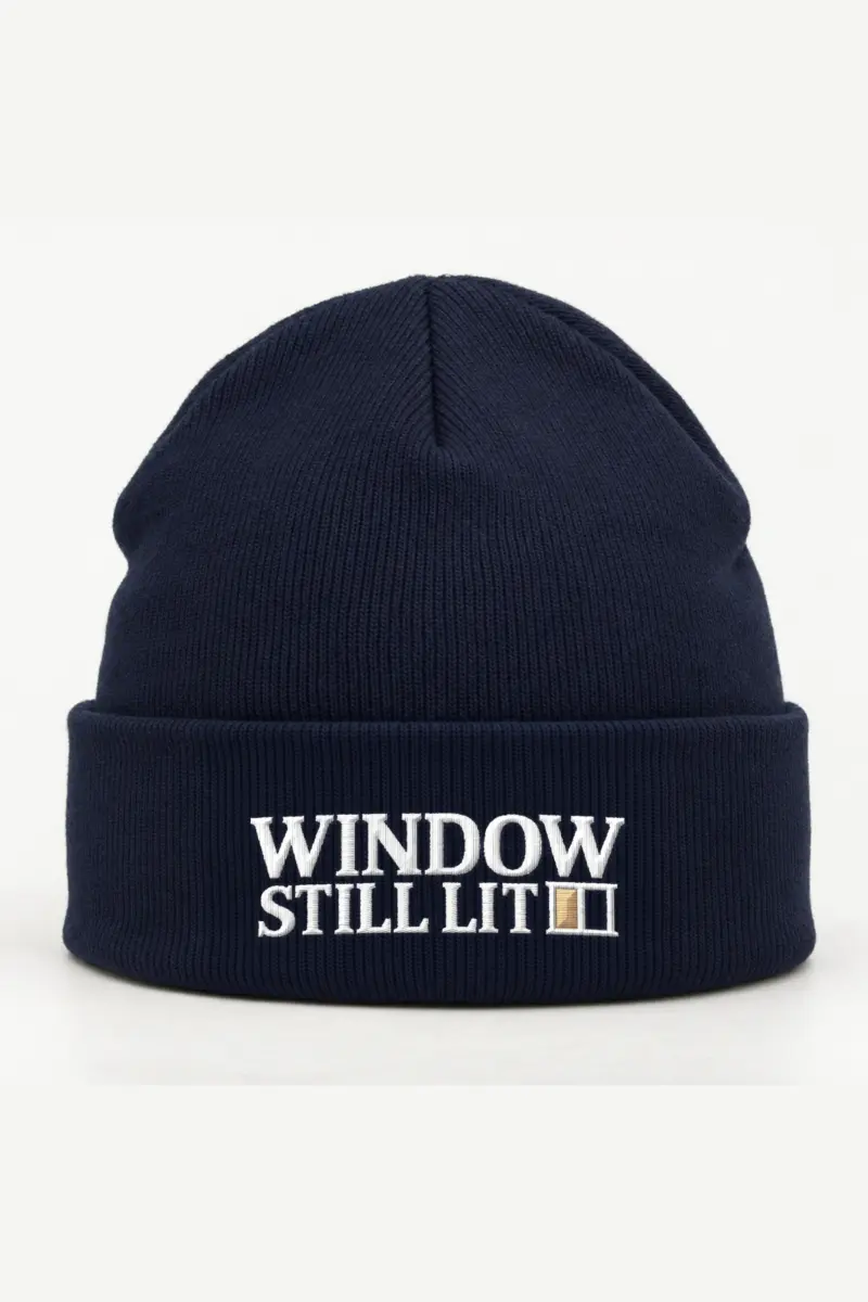 "Window Still Lit" Cuffed Beanie · Embroidered