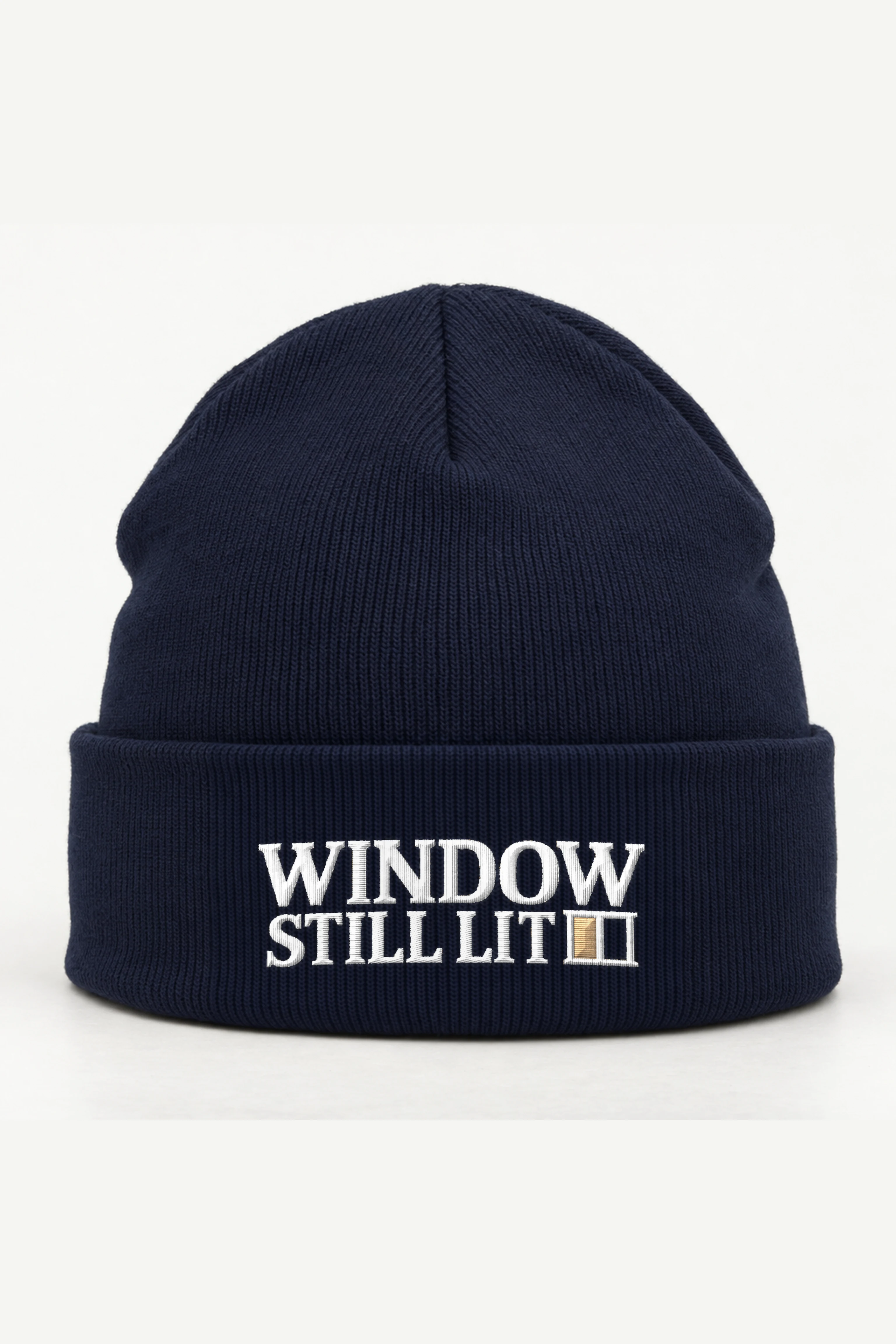 "Window Still Lit" Cuffed Beanie · Embroidered