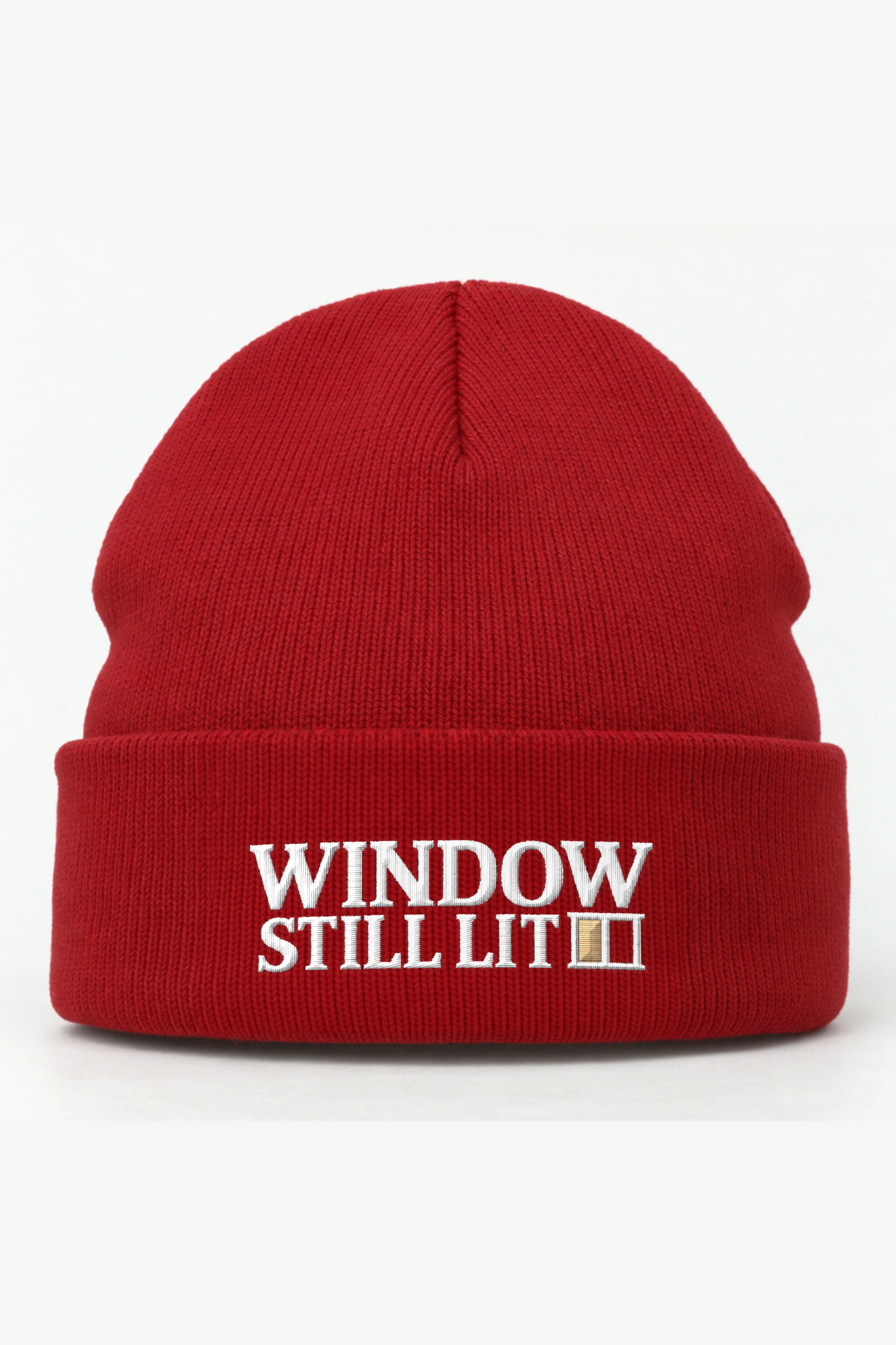 "Window Still Lit" Cuffed Beanie · Embroidered