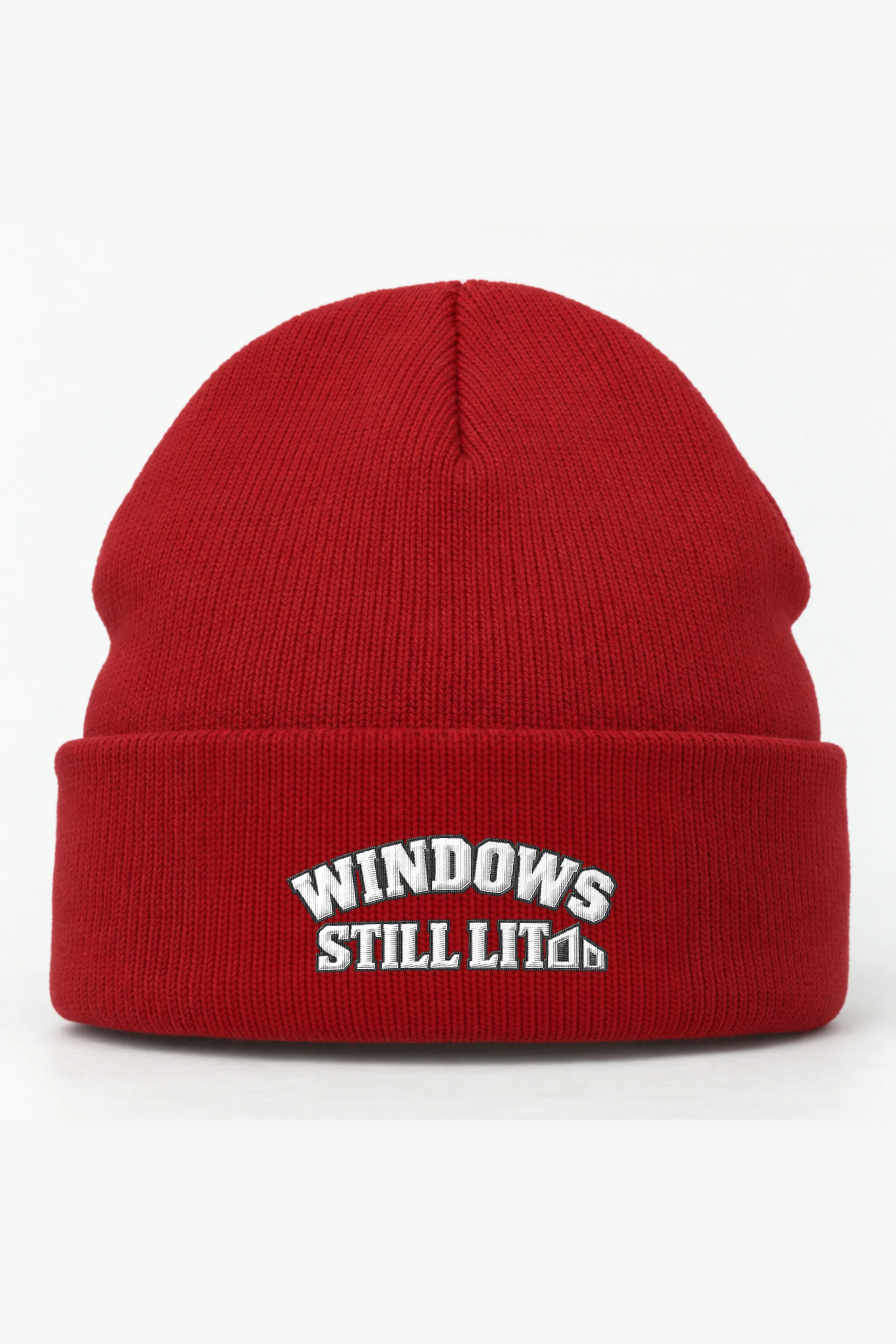 "Windows Still Lit" Cuffed Beanie · Embroidered