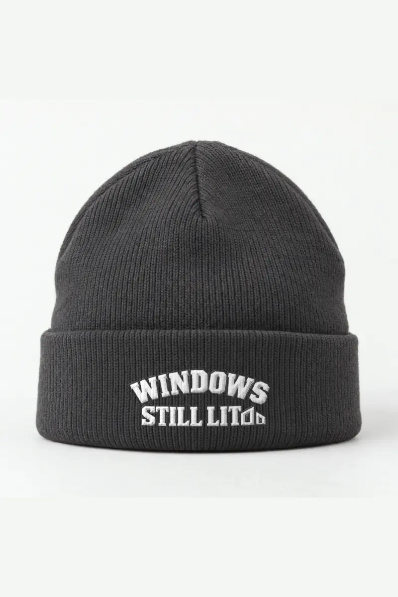 "Windows Still Lit" Cuffed Beanie · Embroidered