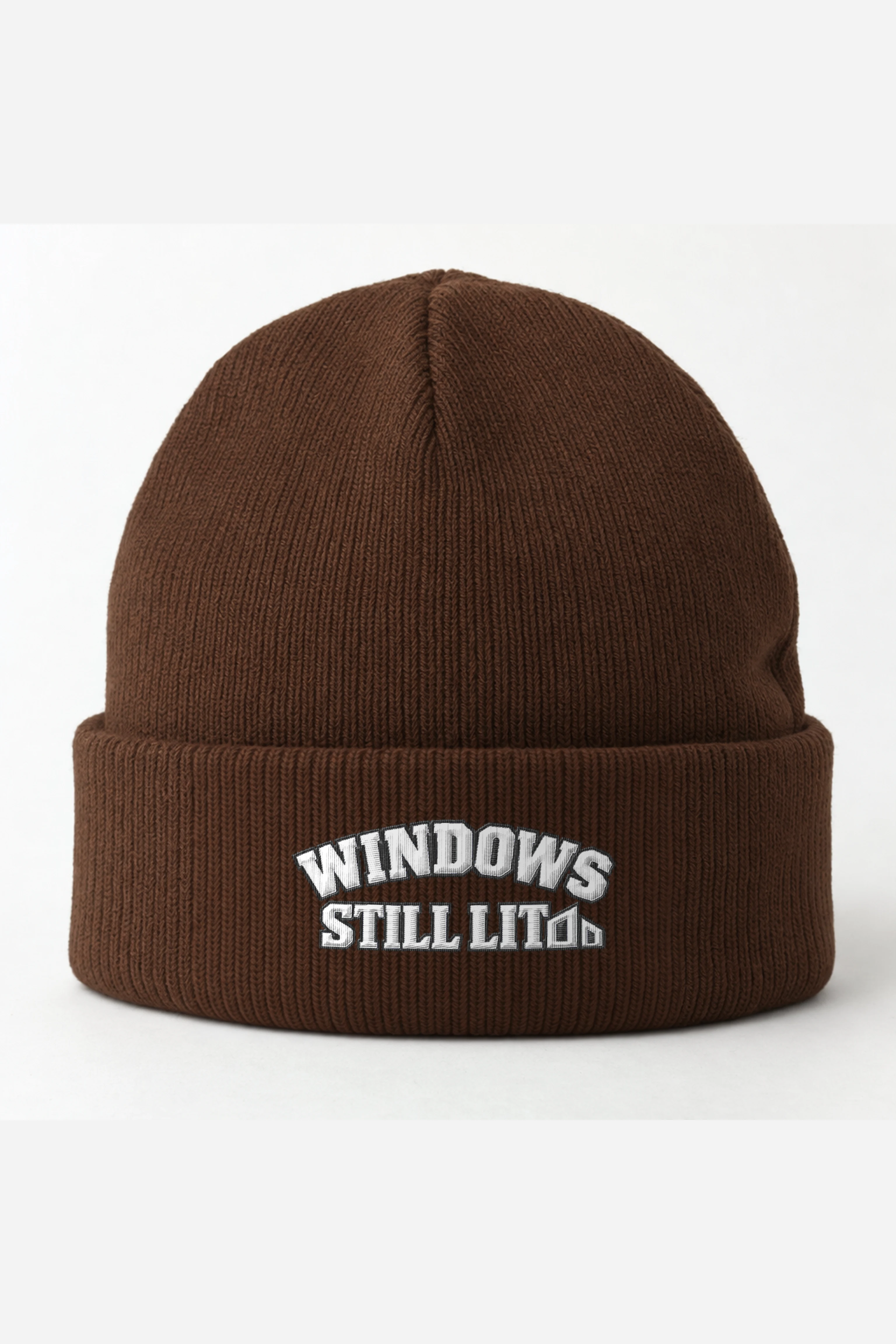 "Windows Still Lit" Cuffed Beanie · Embroidered