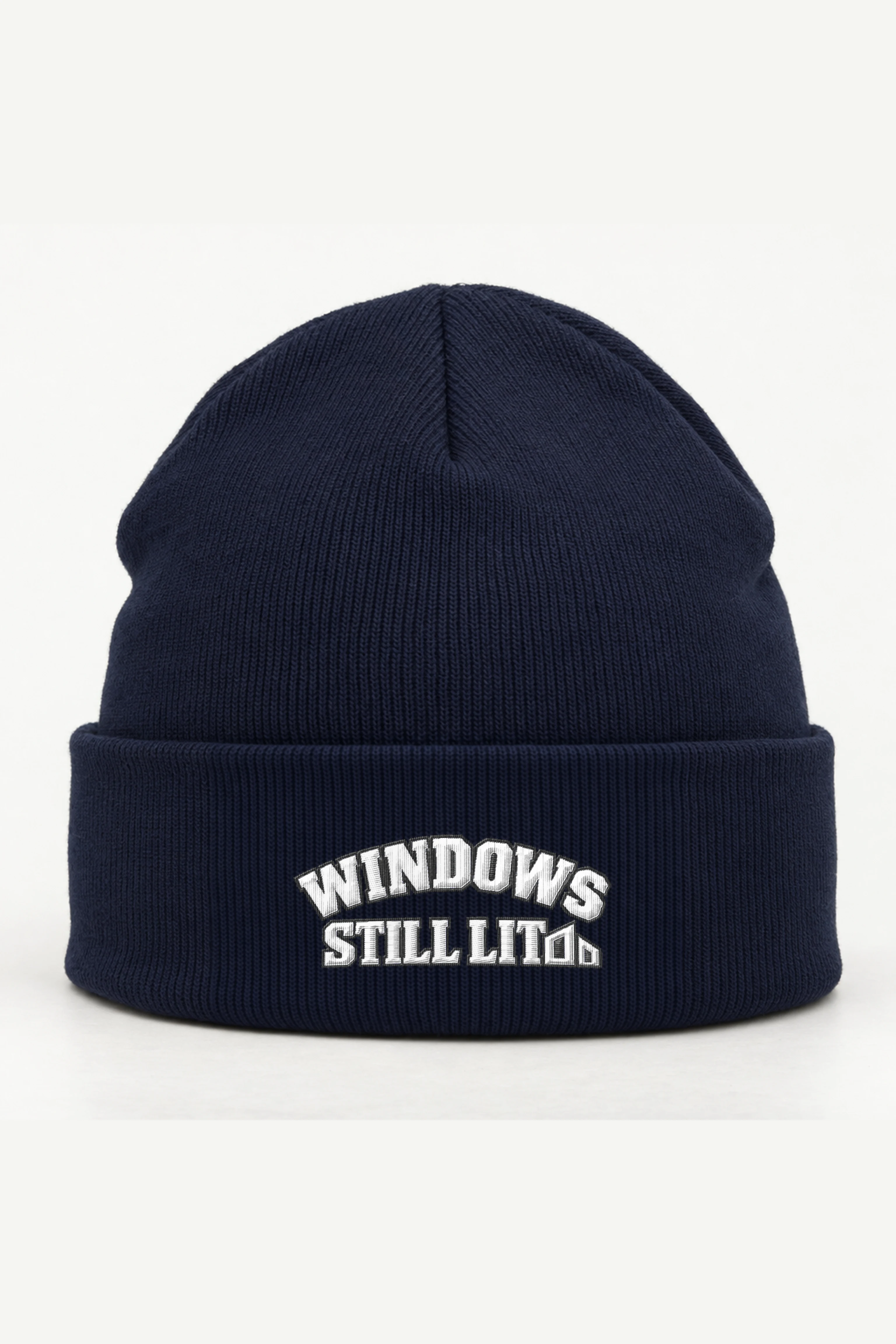 "Windows Still Lit" Cuffed Beanie · Embroidered