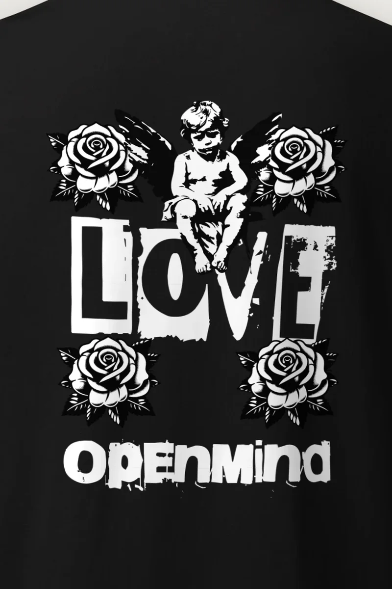 "Winged Cherub Roses" Heavyweight Unisex Crewneck T-shirt