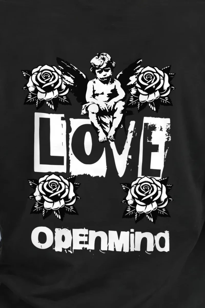 "Winged Cherub Roses" Heavyweight Unisex Crewneck T-shirt
